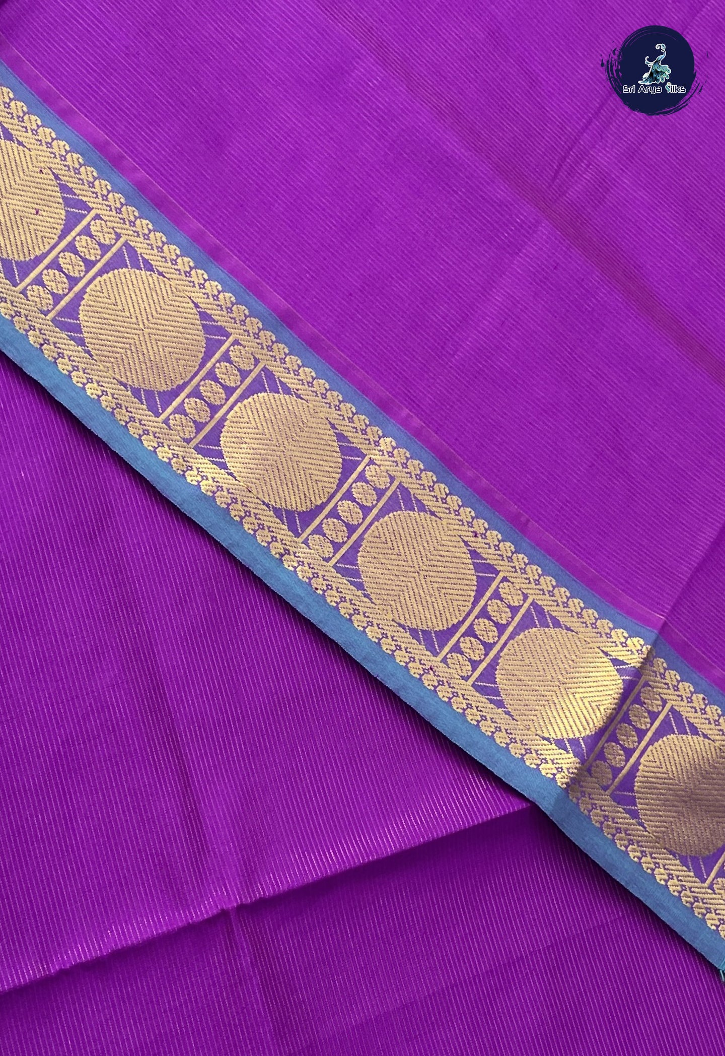 Purple Kanchi Semi Silk Cotton Saree With Vaira Oosi Pattern