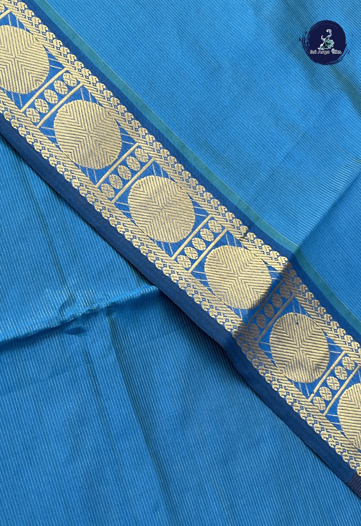 Dual Tone Blue Kanchi Semi Silk Cotton Saree With Vaira Oosi Pattern