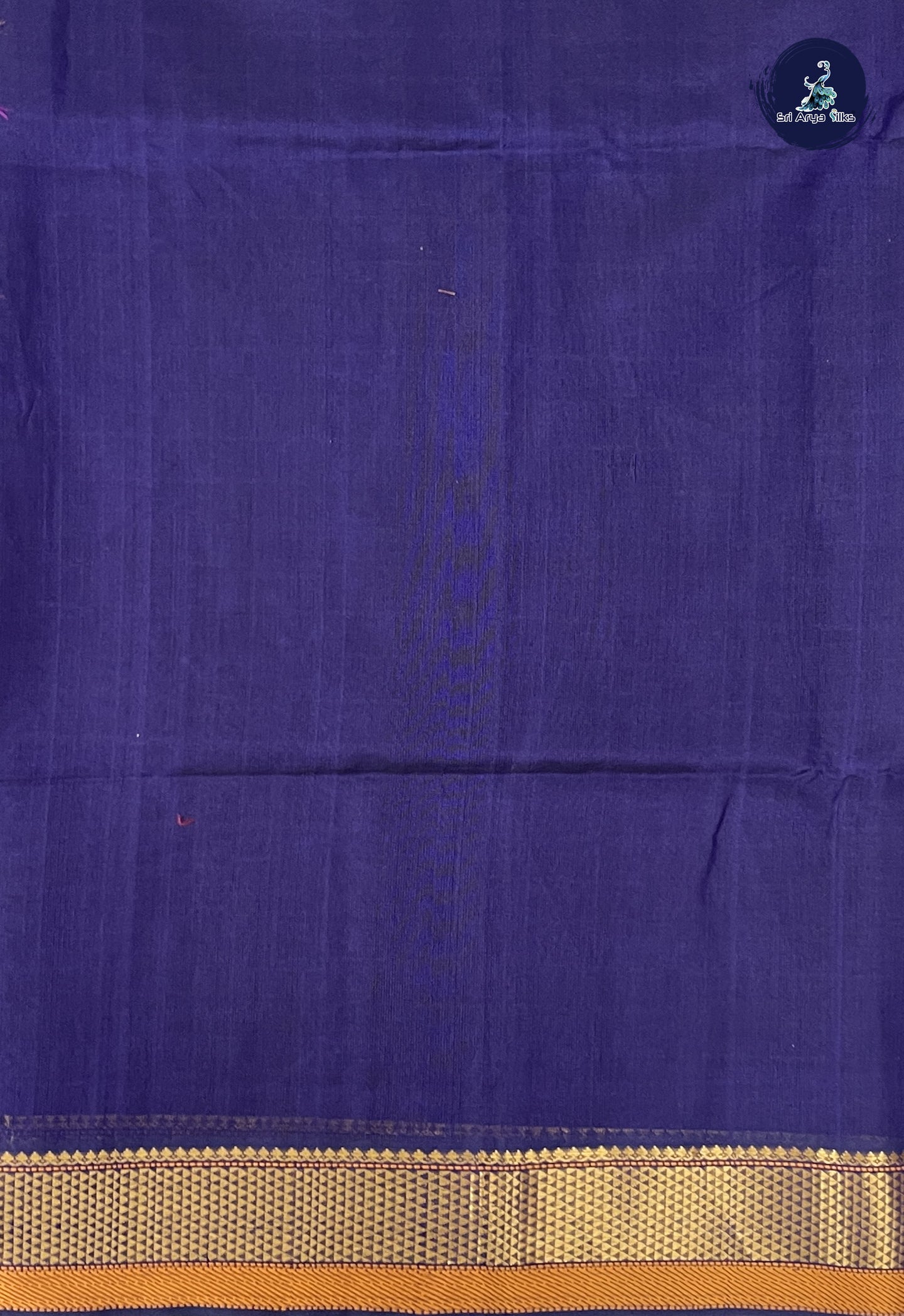 Peacock Blue Bridal Silk Cotton Saree With Veldhari Stripes Pattern