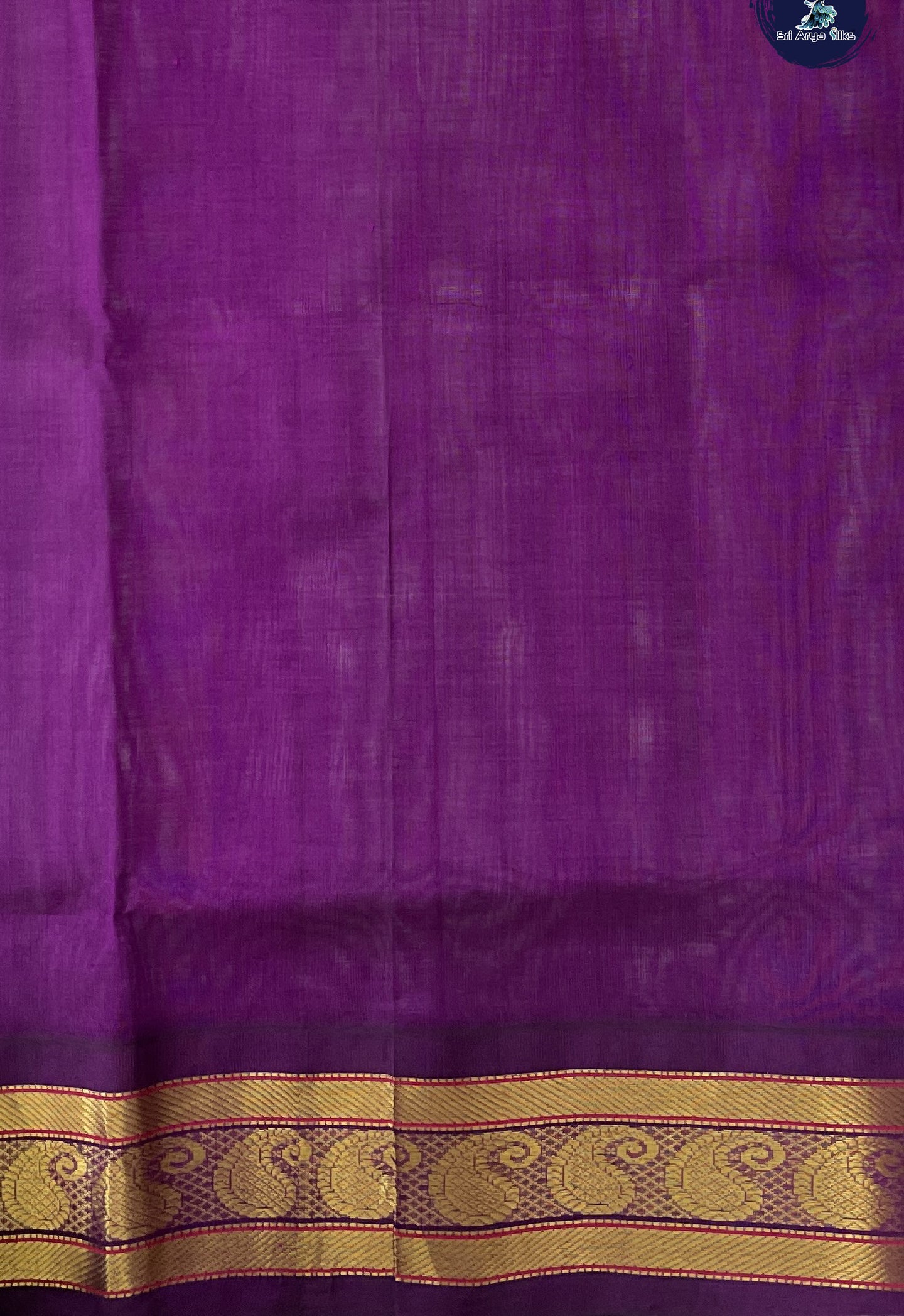 Blue Korvai Silk Cotton Saree With Plain Pattern