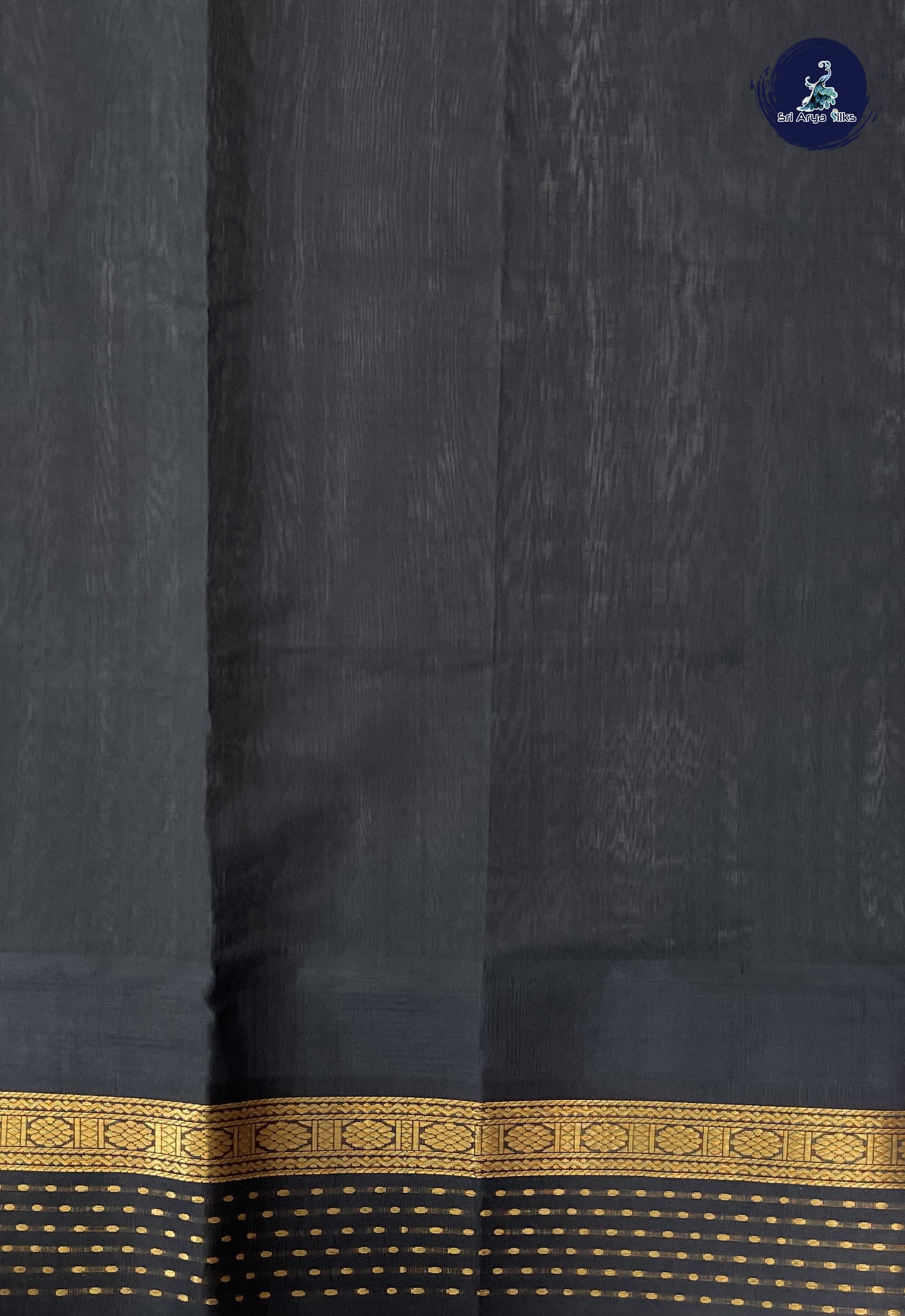 Greenish Grey Korvai Silk Cotton Saree With Zari Buttas Pattern