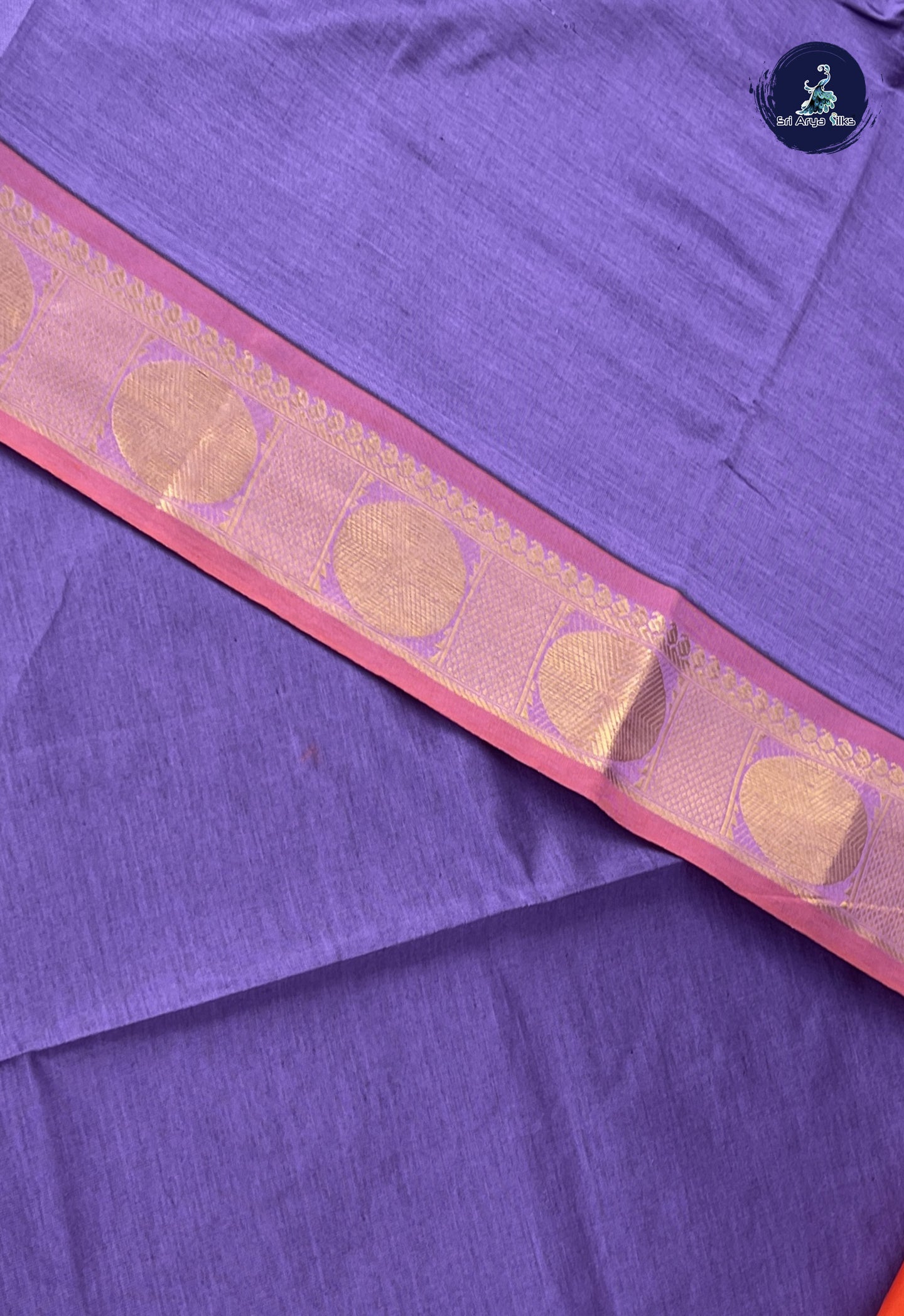 Lavender Kanchi Semi Silk Cotton Saree With Plain Pattern