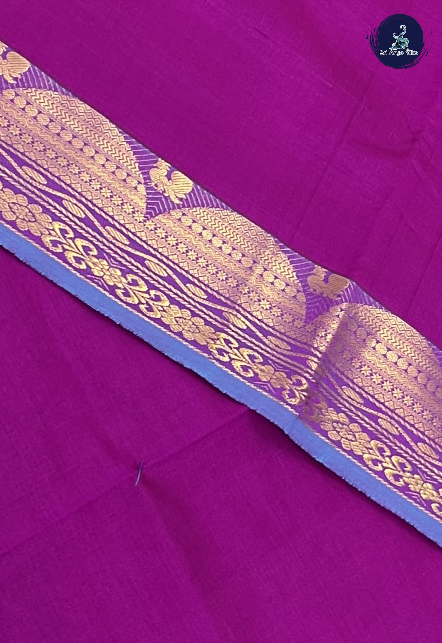 Magenta Purple Kanchi Semi Silk Cotton Saree With Plain Pattern