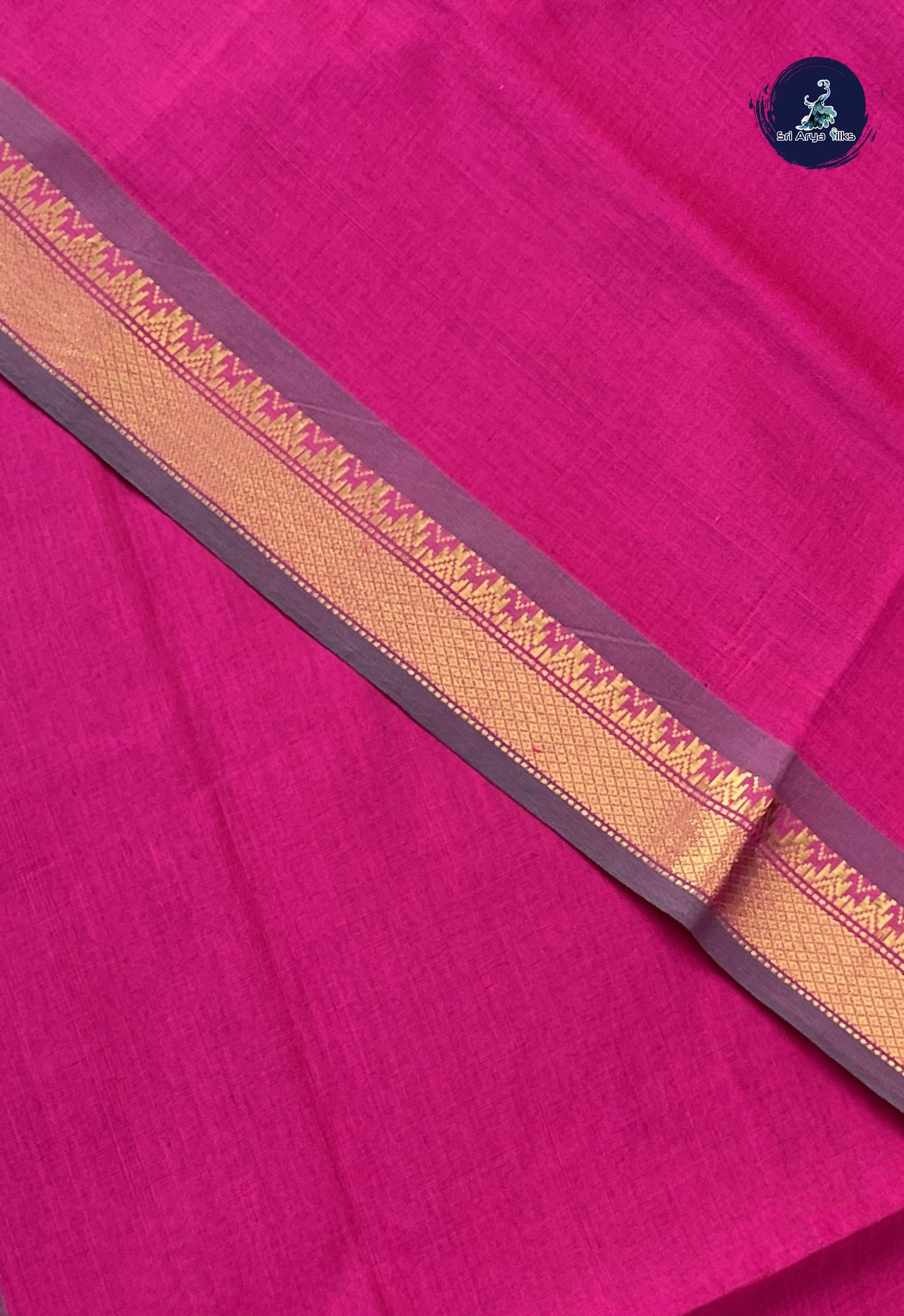 Magenta Pink Kanchi Semi Silk Cotton Saree With Plain Pattern