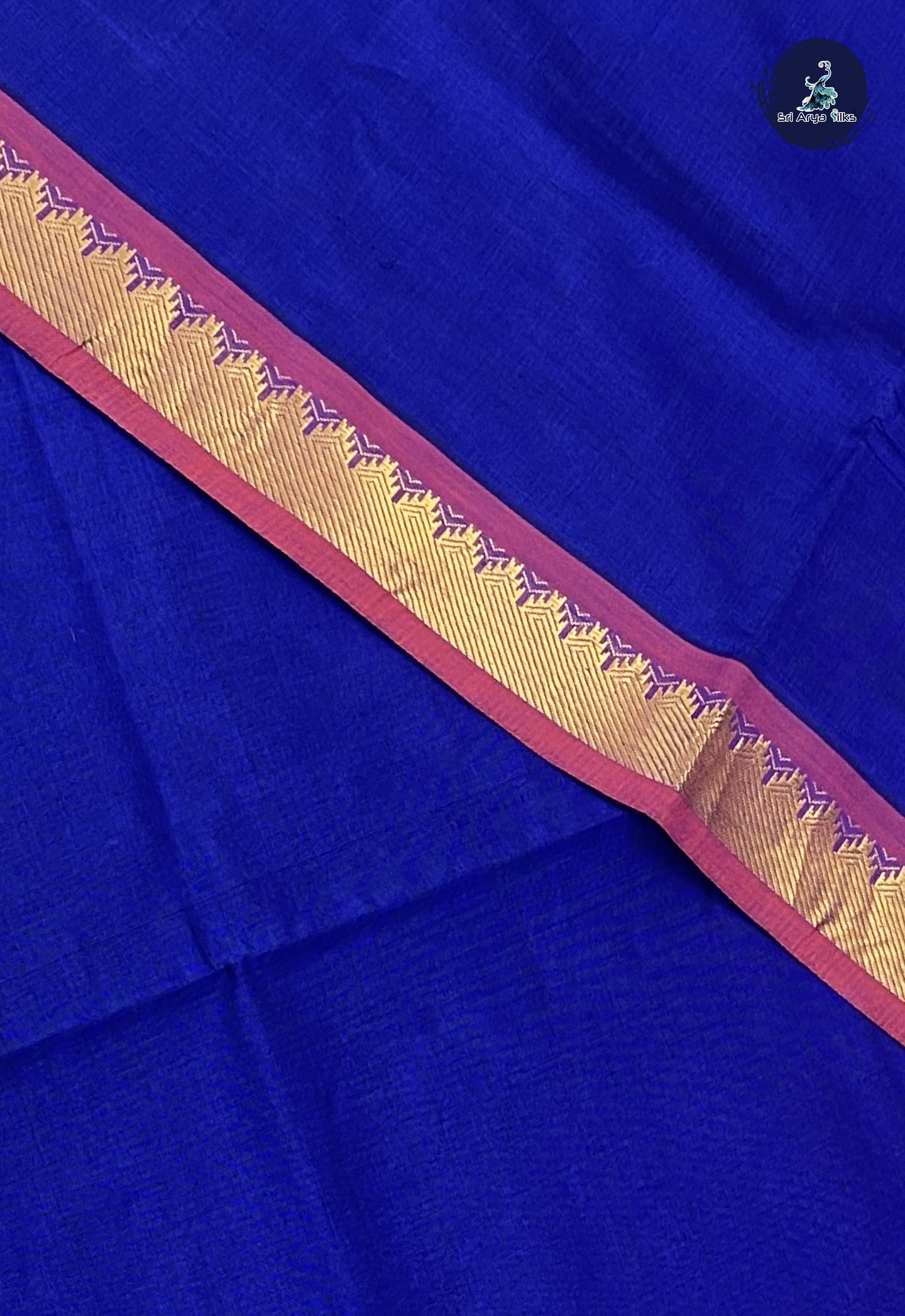 Ink Blue Kanchi Semi Silk Cotton Saree With Plain Pattern