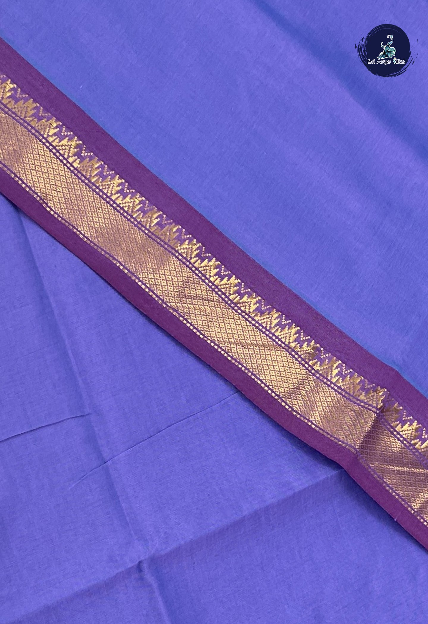 Lavender Kanchi Semi Silk Cotton Saree With Plain Pattern