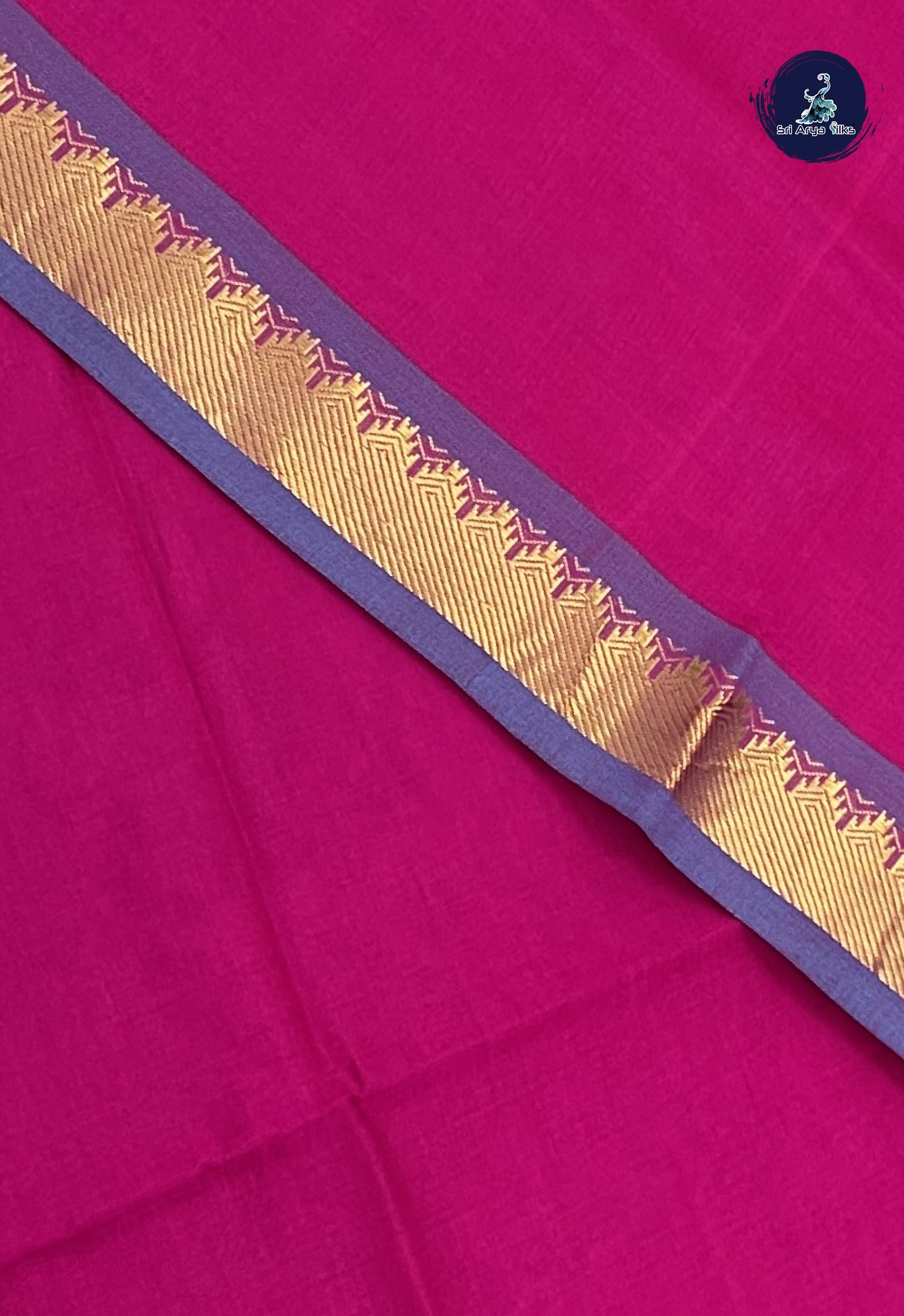 Magenta Pink Kanchi Semi Silk Cotton Saree With Plain Pattern