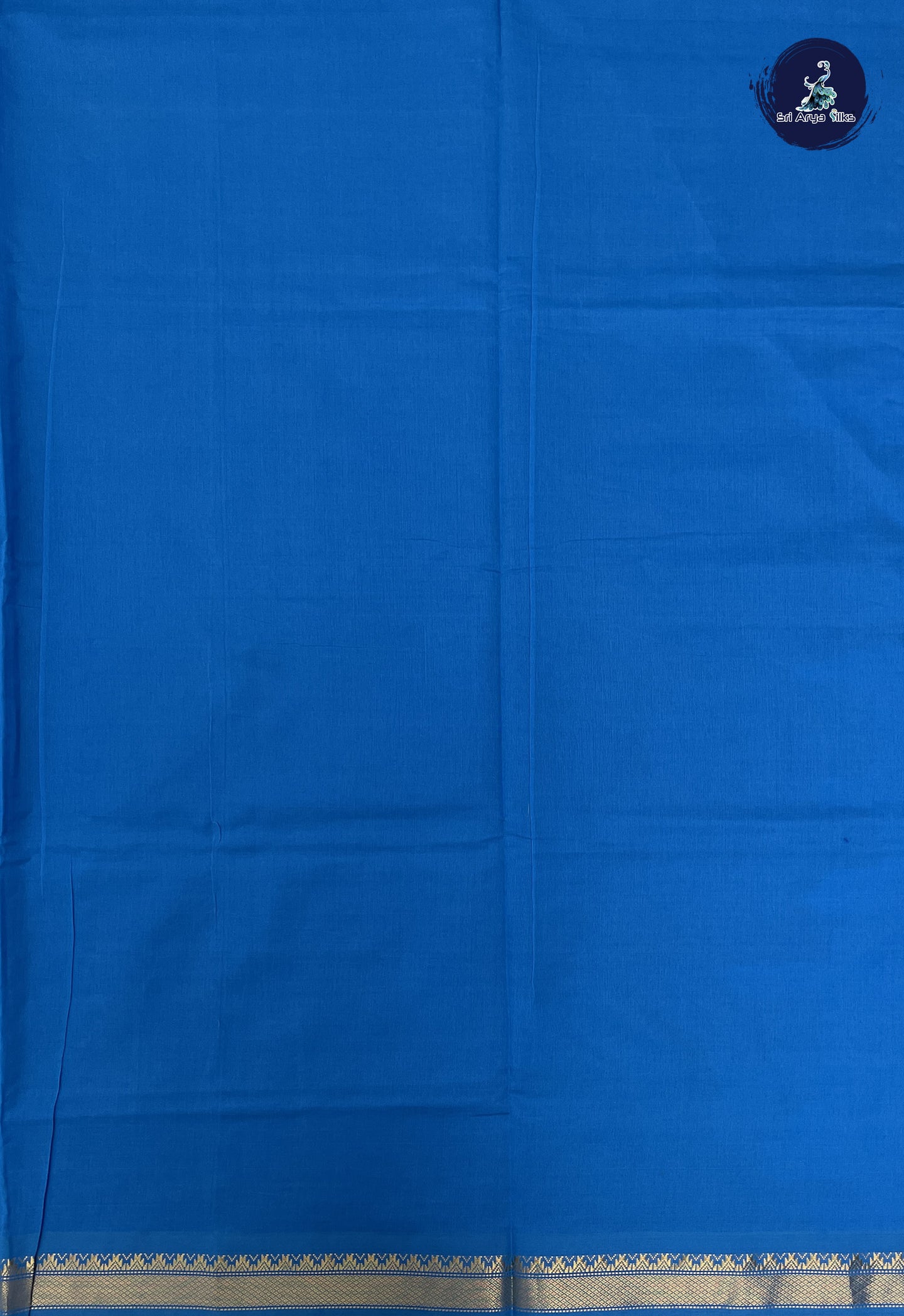 MS Blue Kanchi Semi Silk Cotton Saree With Plain Pattern