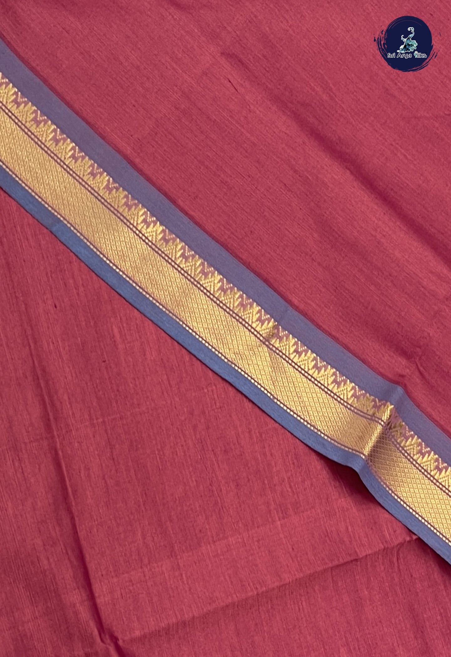 Pink Kanchi Semi Silk Cotton Saree With Plain Pattern