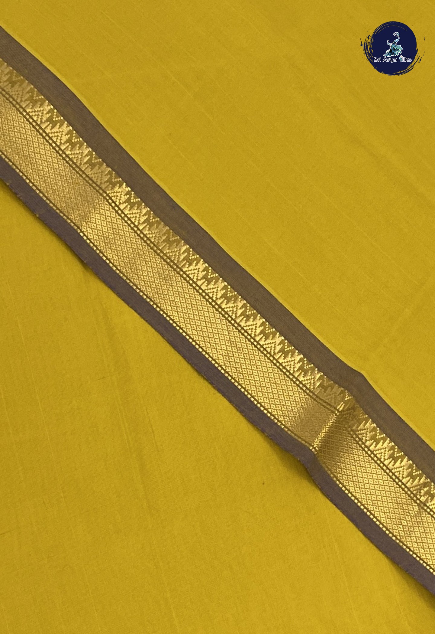 Yellow Kanchi Semi Silk Cotton Saree With Plain Pattern