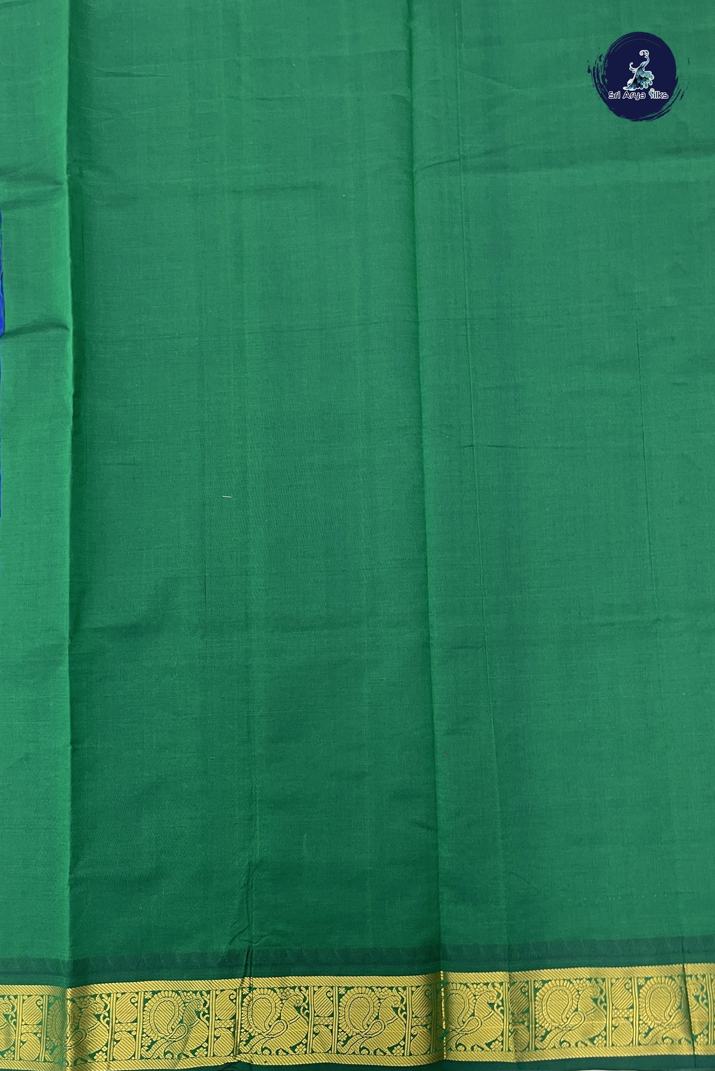 Dark Blue Kanchi Semi Silk Cotton Saree With Plain Pattern