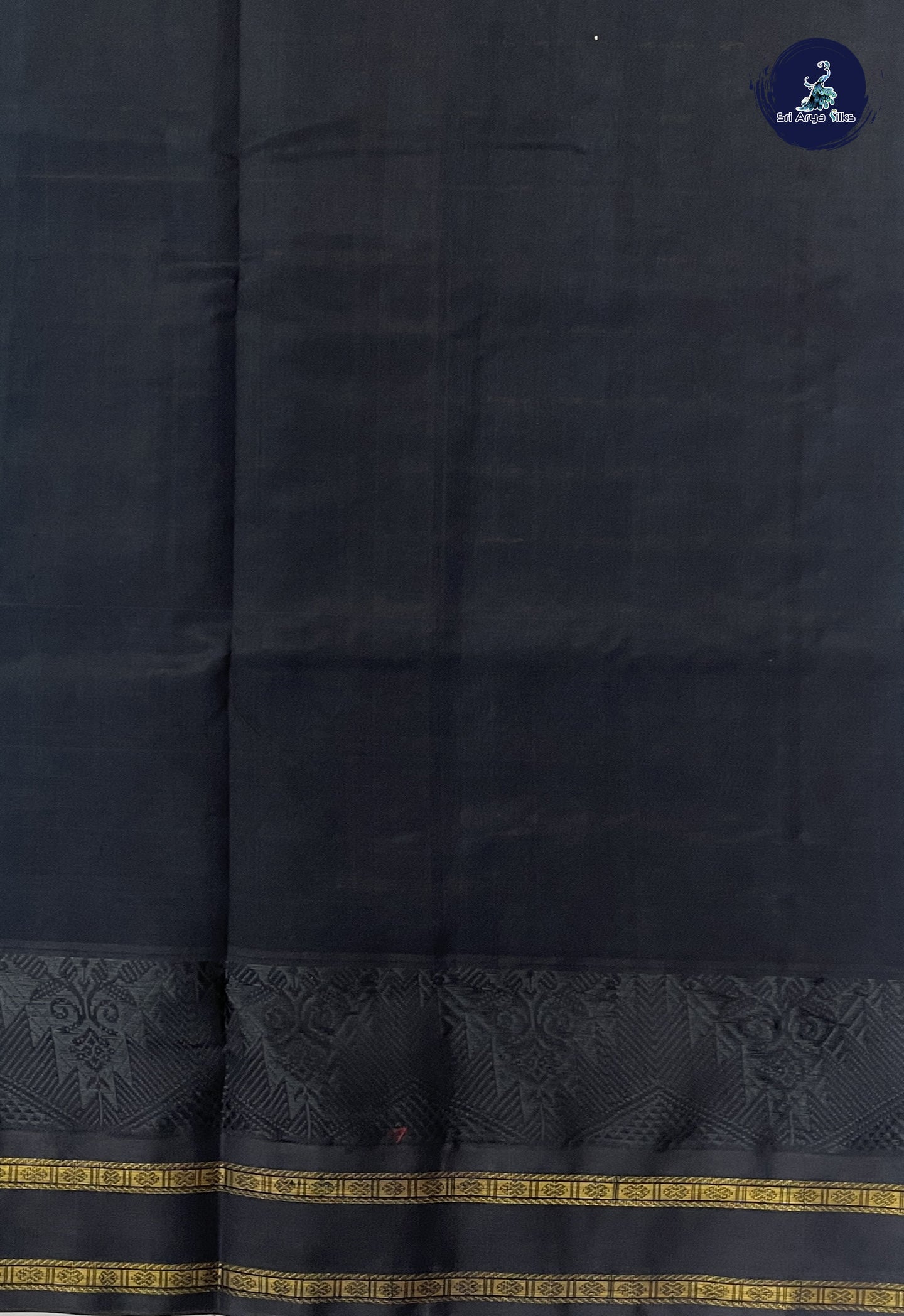 Blue Korvai Silk Cotton Saree With Veldhari Stripes Pattern