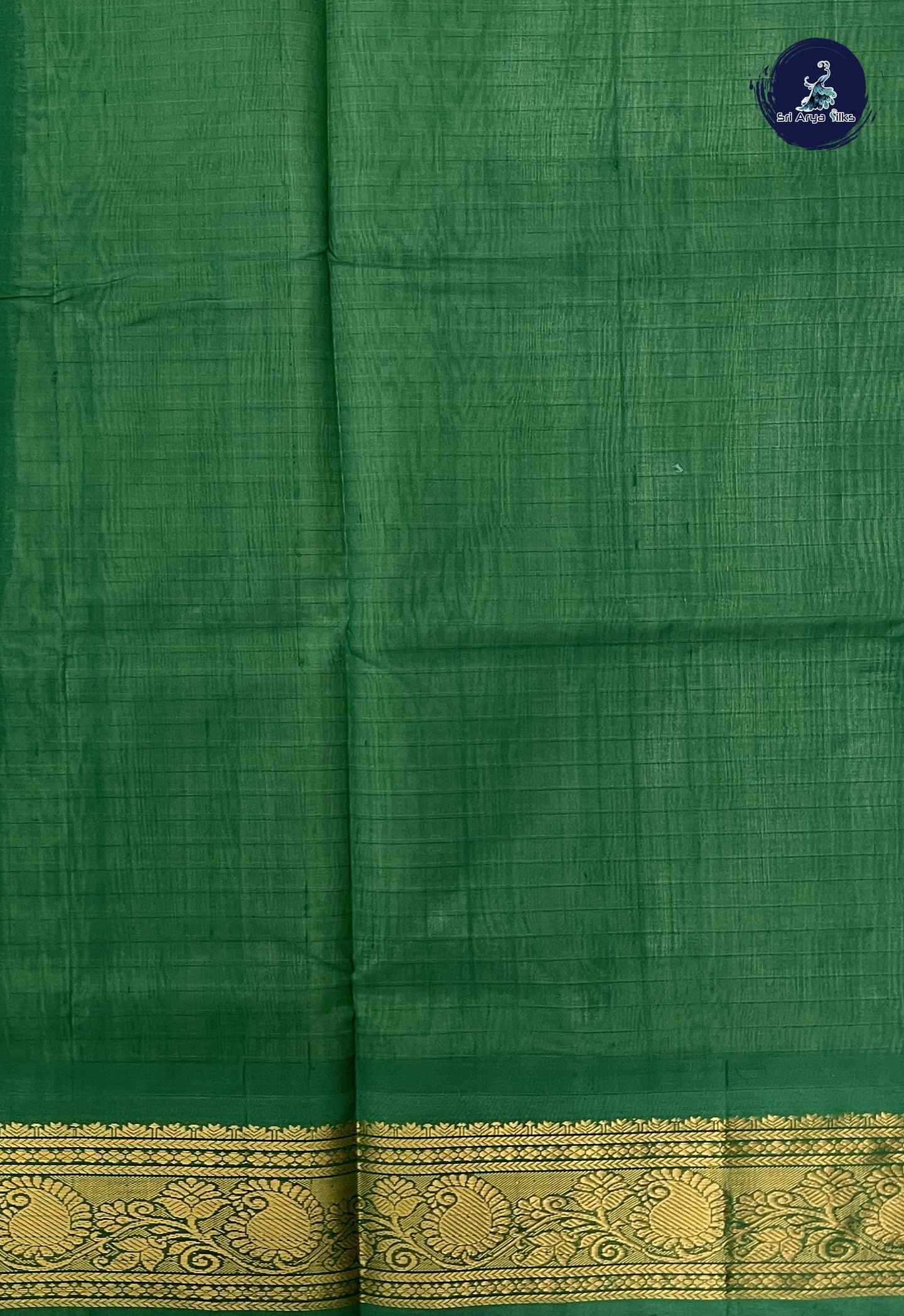 Pastel Green Checked Saree With Laksha Deepam Design Pattern