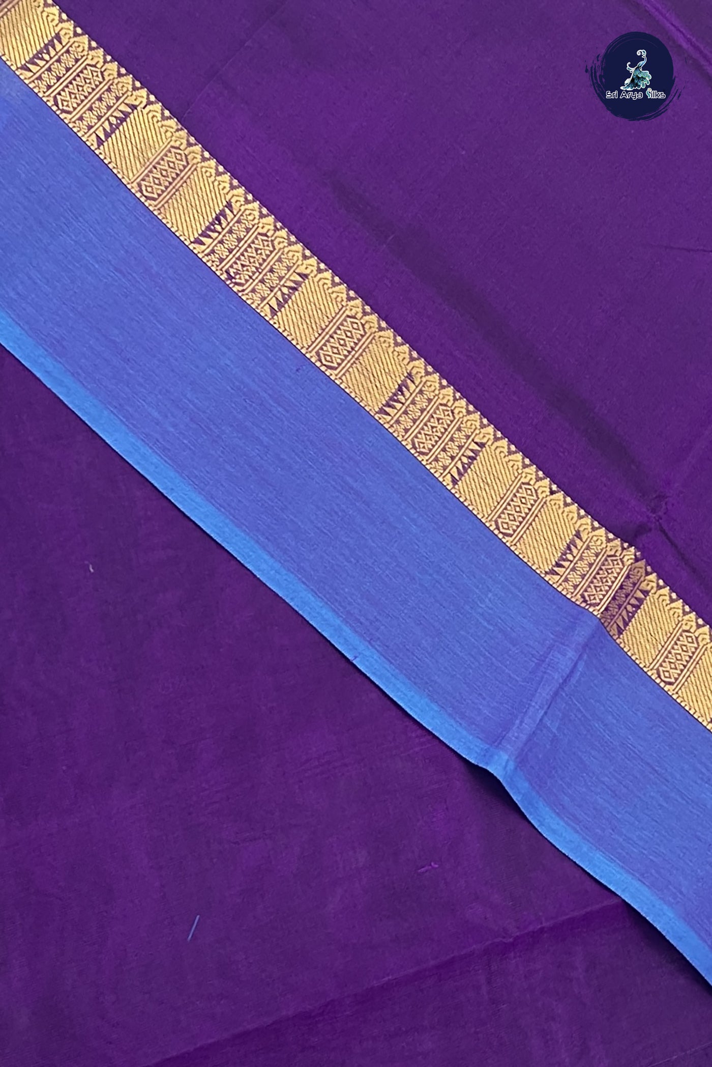 Dual Tone Purple Simple Silk Cotton Saree With Plain Pattern