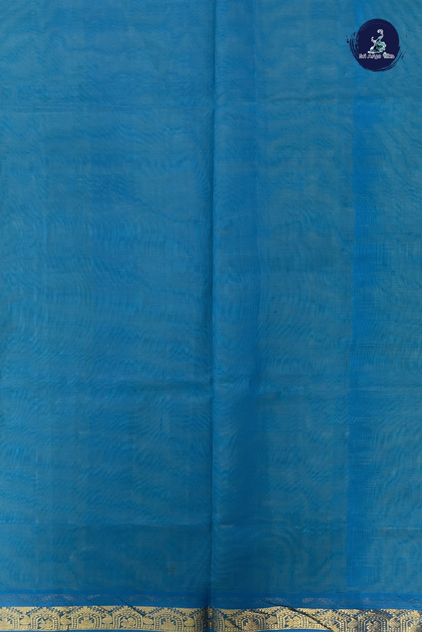 Sea Green Simple Silk Cotton Saree With Plain Pattern