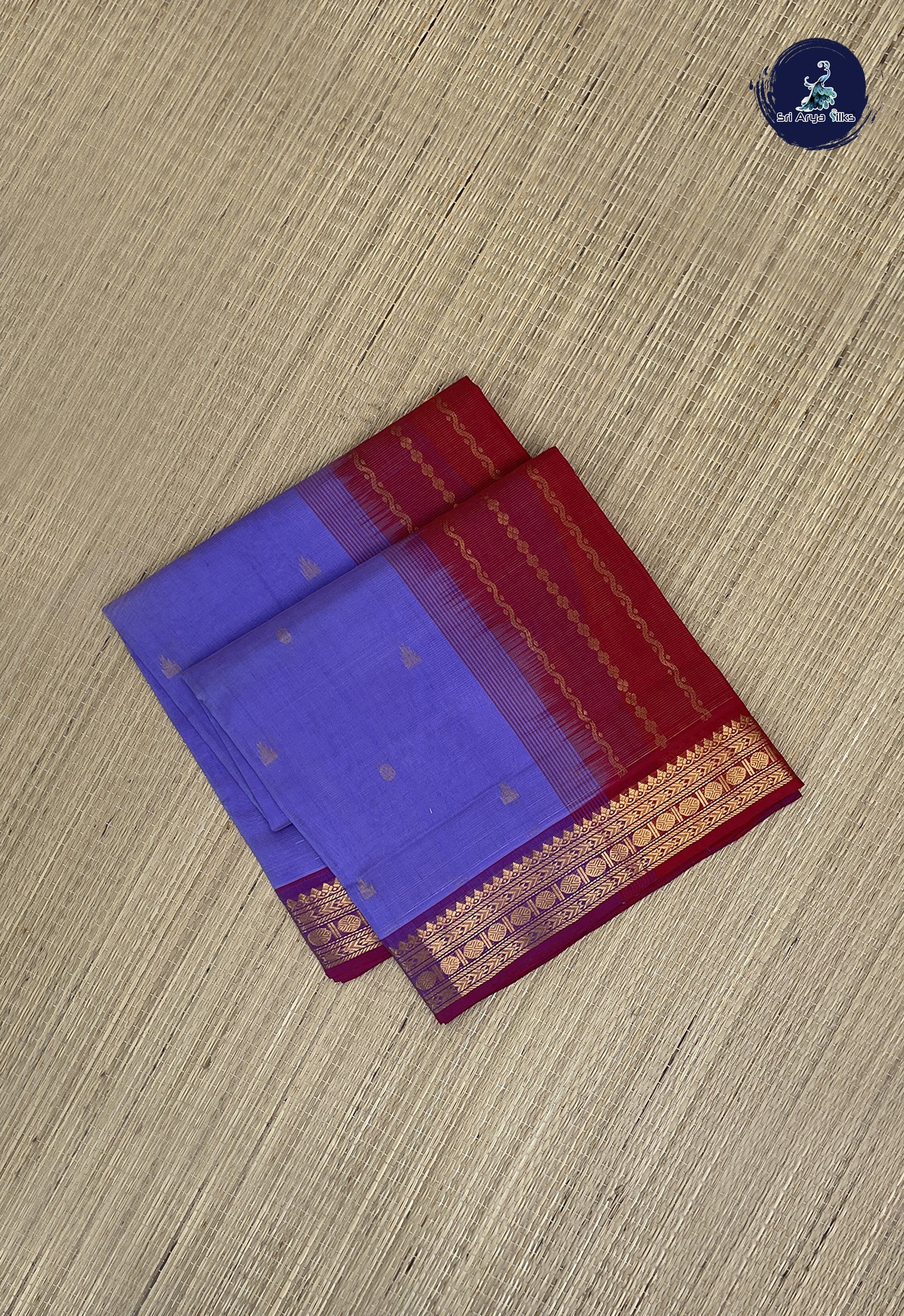 Lavender Vaira Oosi Silk Cotton Saree With Vaira Oosi Pattern