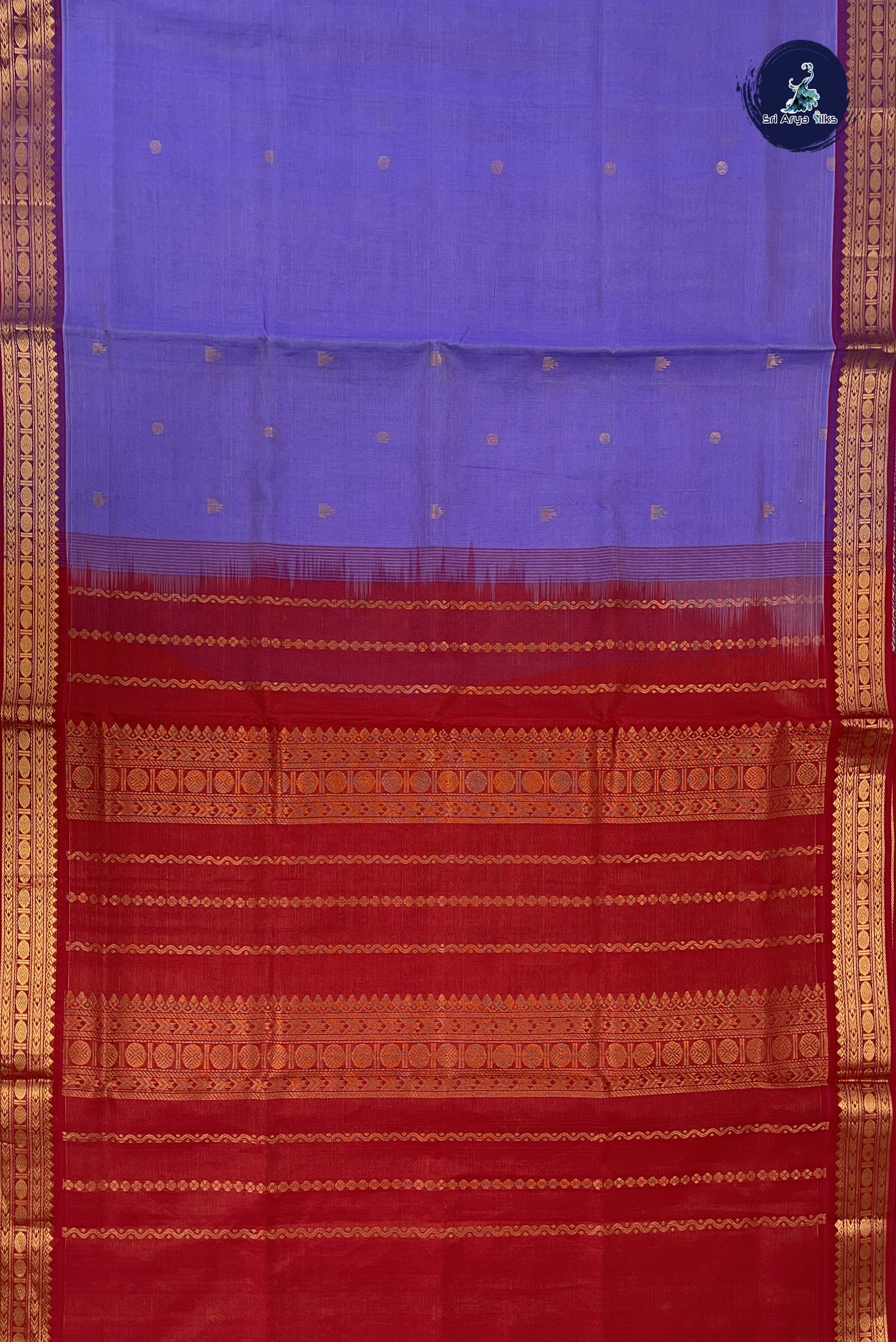 Lavender Vaira Oosi Silk Cotton Saree With Vaira Oosi Pattern