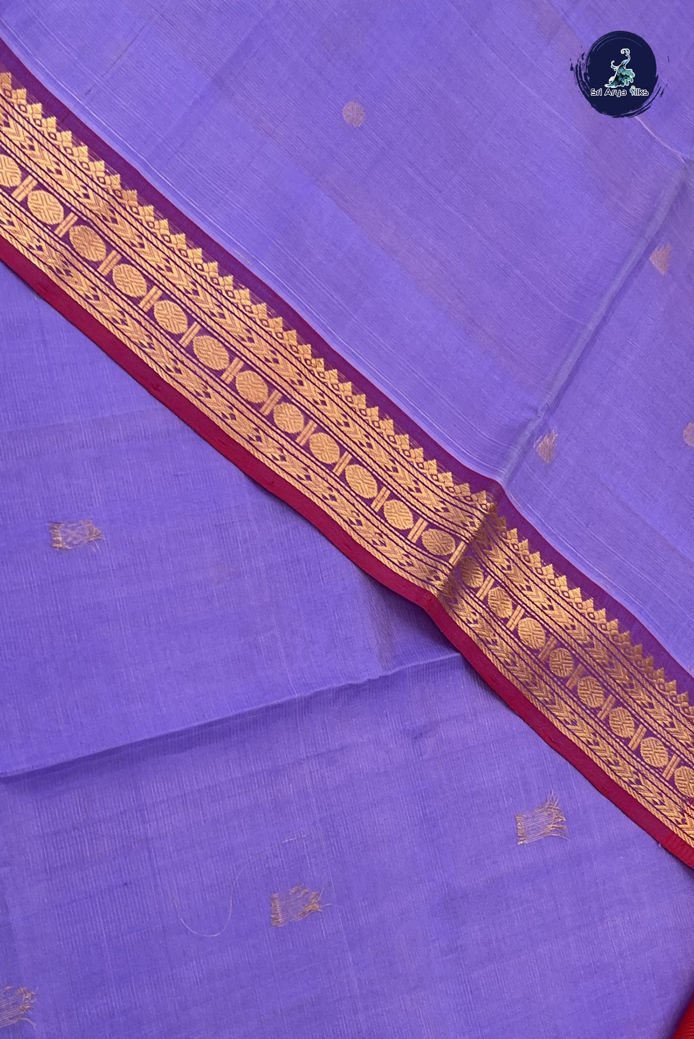 Lavender Vaira Oosi Silk Cotton Saree With Vaira Oosi Pattern