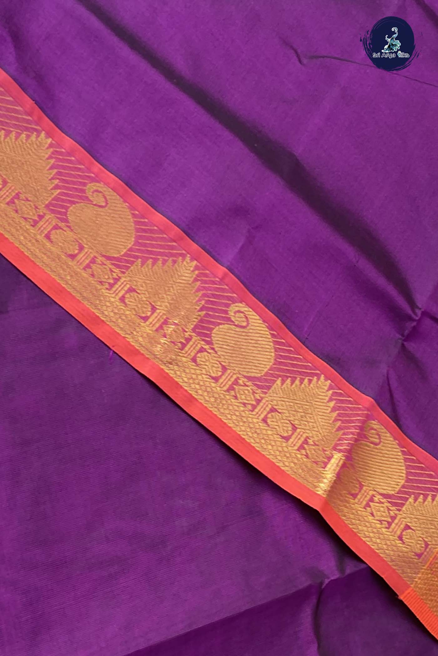 Dual Tone Purple Simple Silk Cotton Saree With Plain Pattern