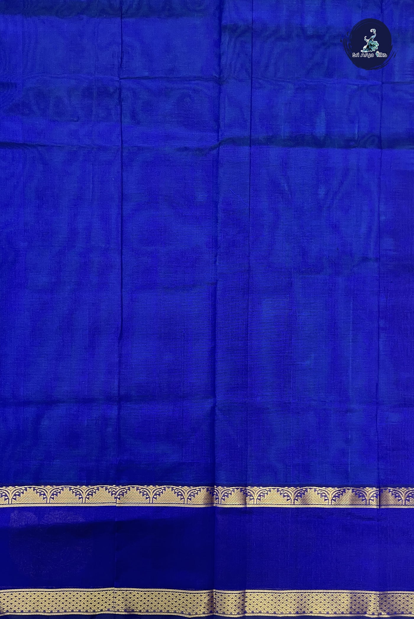Dual Tone Blue Korvai Silk Cotton Saree With Embossed Pattern