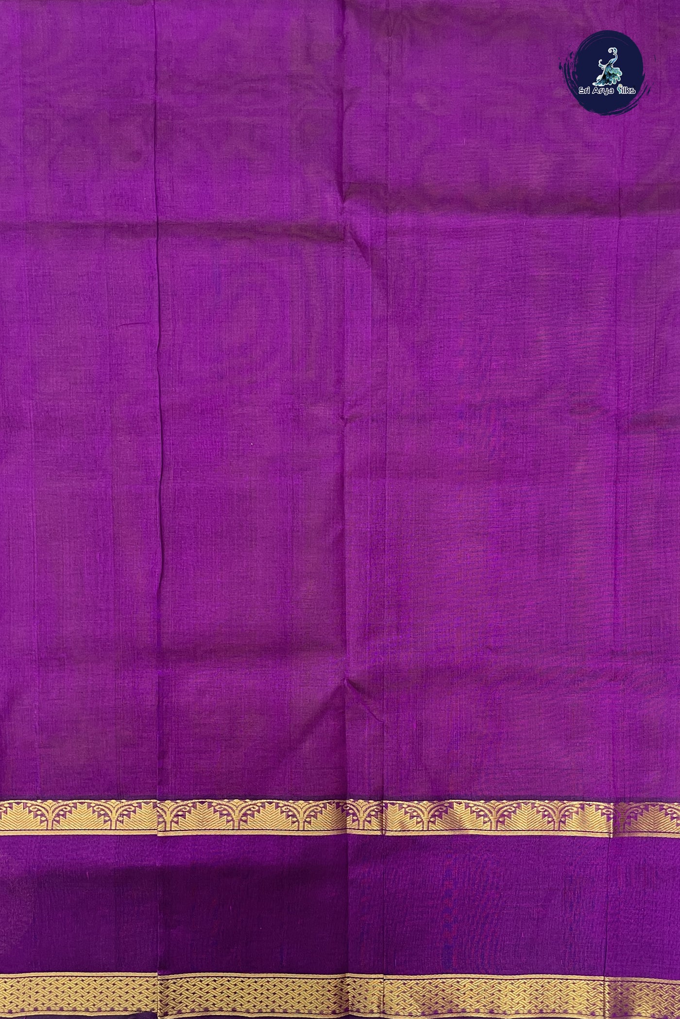 Dual Tone Purple Korvai Silk Cotton Saree With Embossed Pattern