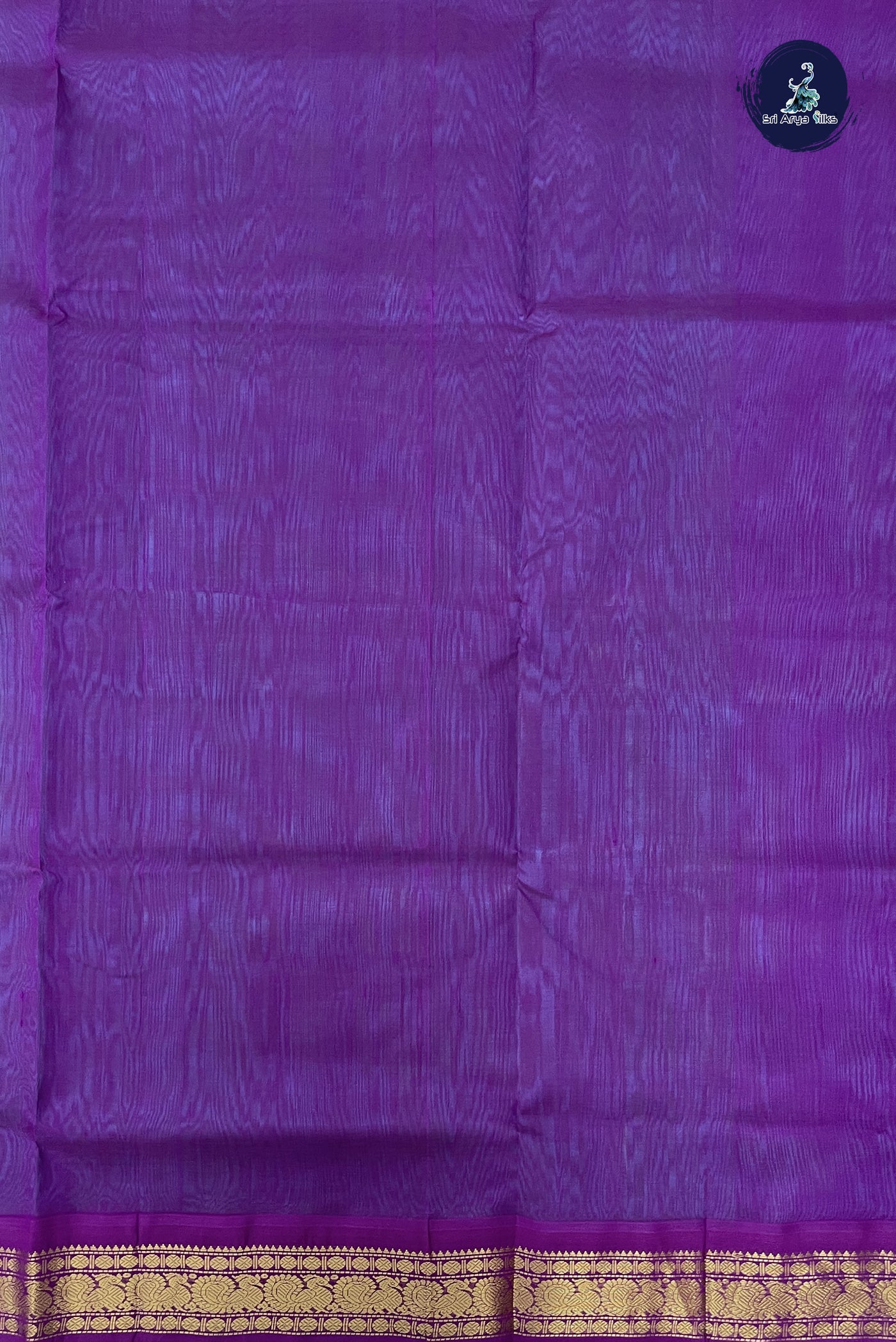 Blue Korvai Silk Cotton Saree With Plain Pattern