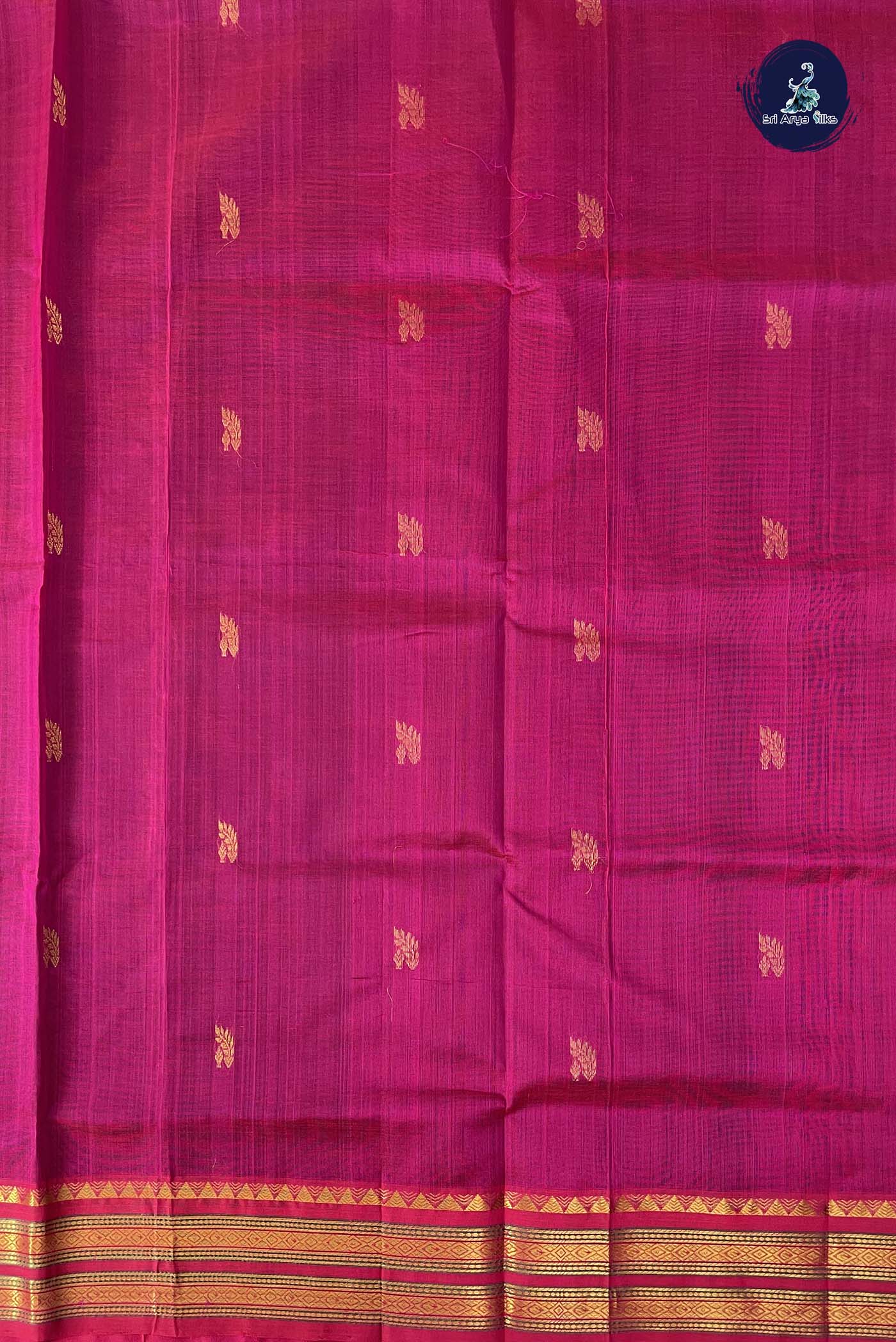 Navy Blue Korvai Silk Cotton Saree With Zari Buttas Pattern