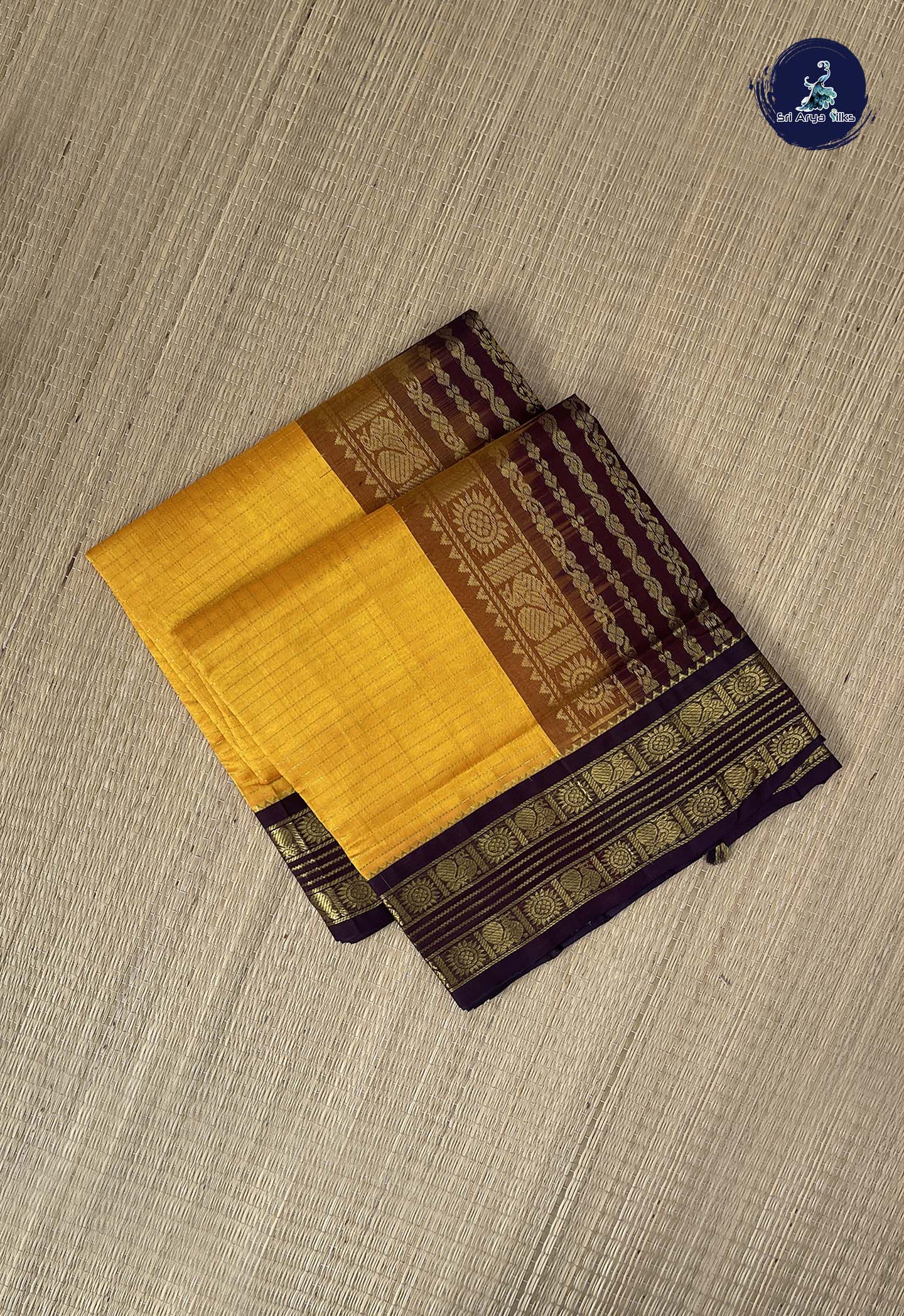Mango Yellow Checked Saree With Zari Checked Pattern