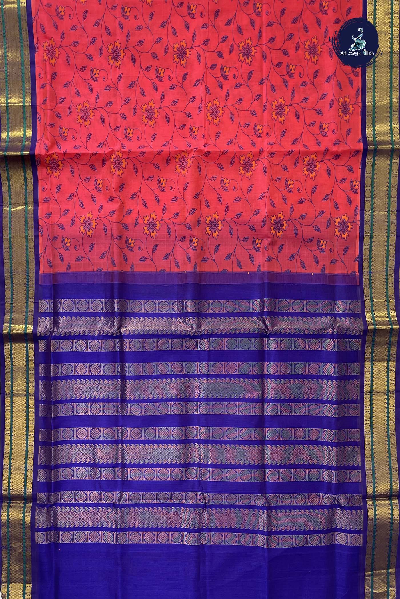 Pink Korvai Silk Cotton Saree With Kalamkari Pattern