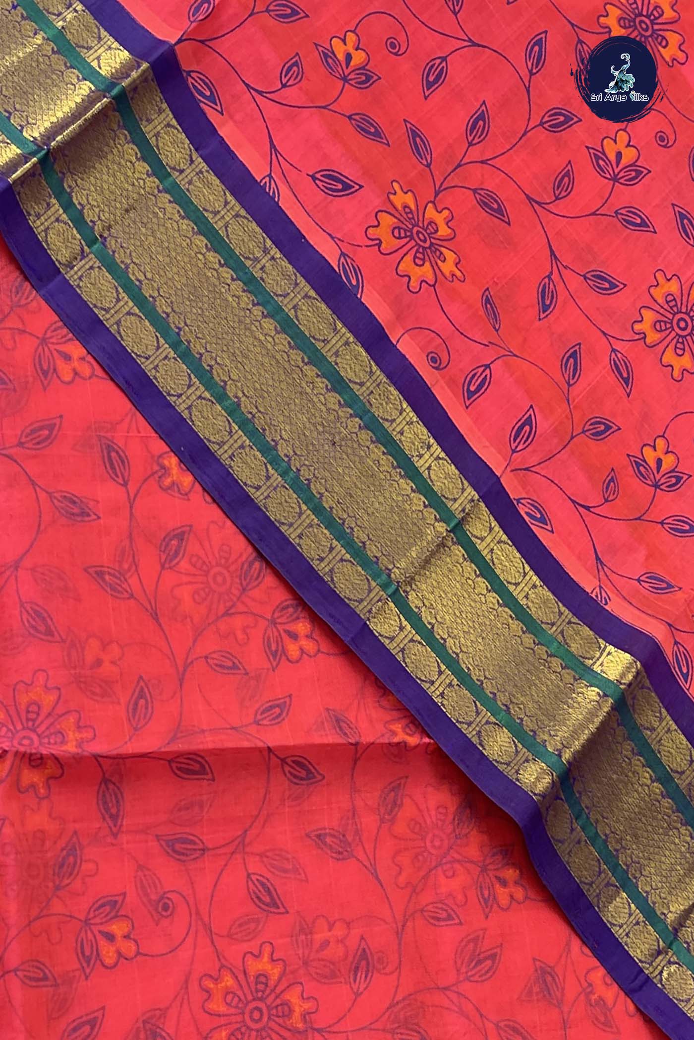 Pink Korvai Silk Cotton Saree With Kalamkari Pattern