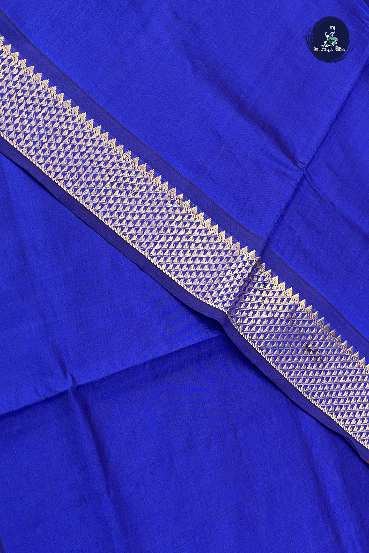 Royal Blue Kanchi Semi Silk Cotton Saree With Plain Pattern