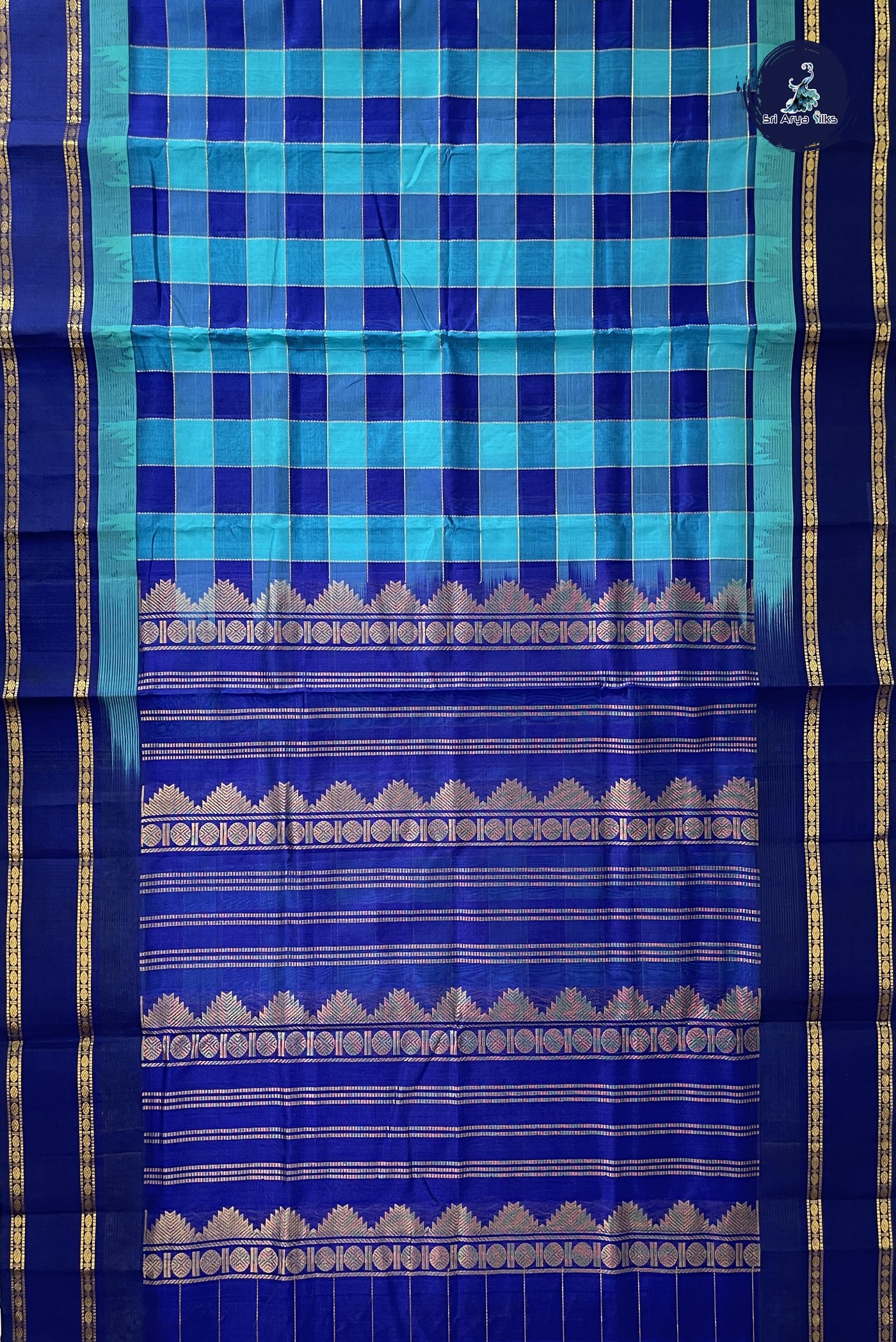 Multi Colour Korvai Silk Cotton Saree With Paalum Pazham Kattam Pattern