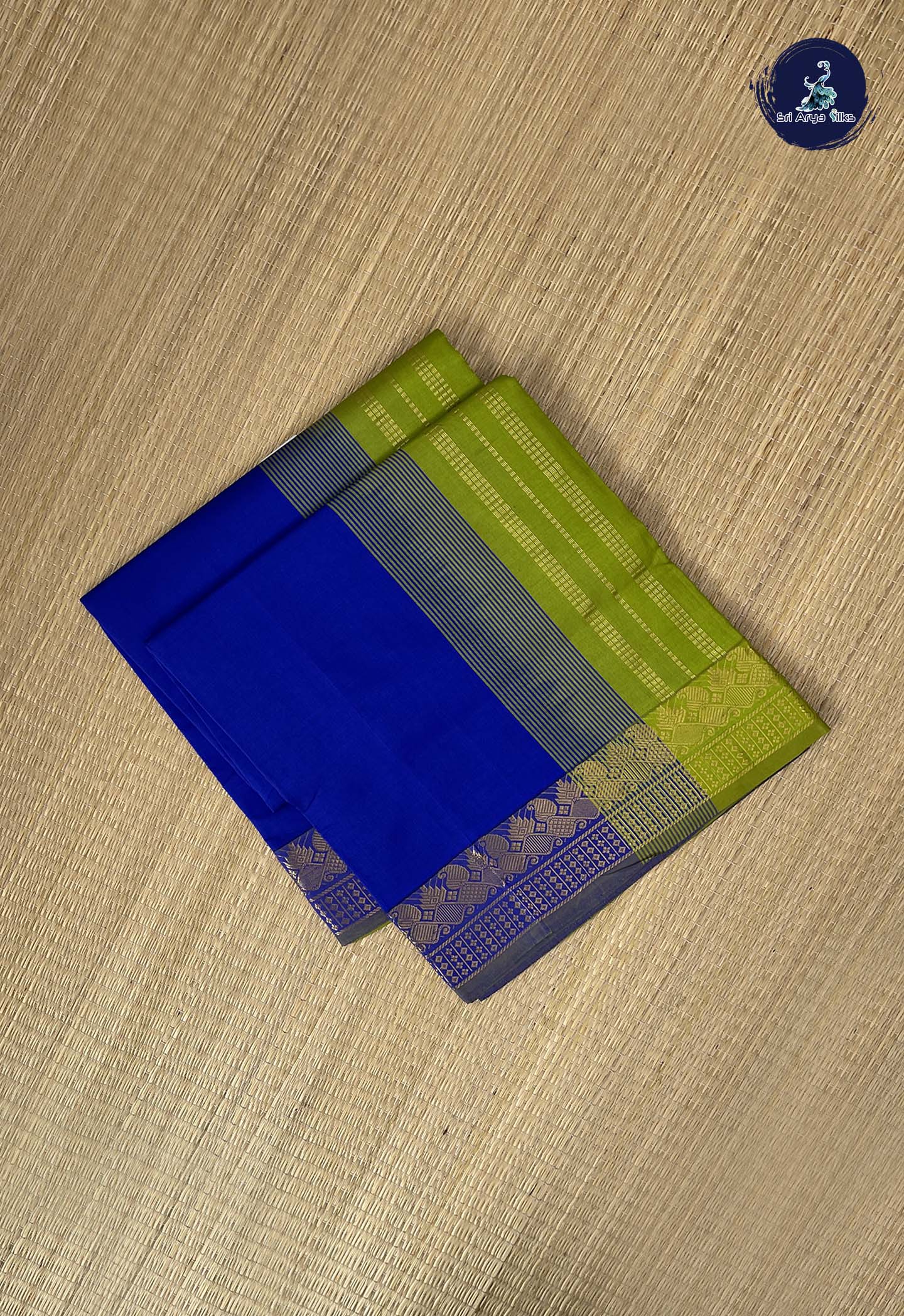 MS Blue Kanchi Semi Silk Cotton Saree With Plain Pattern