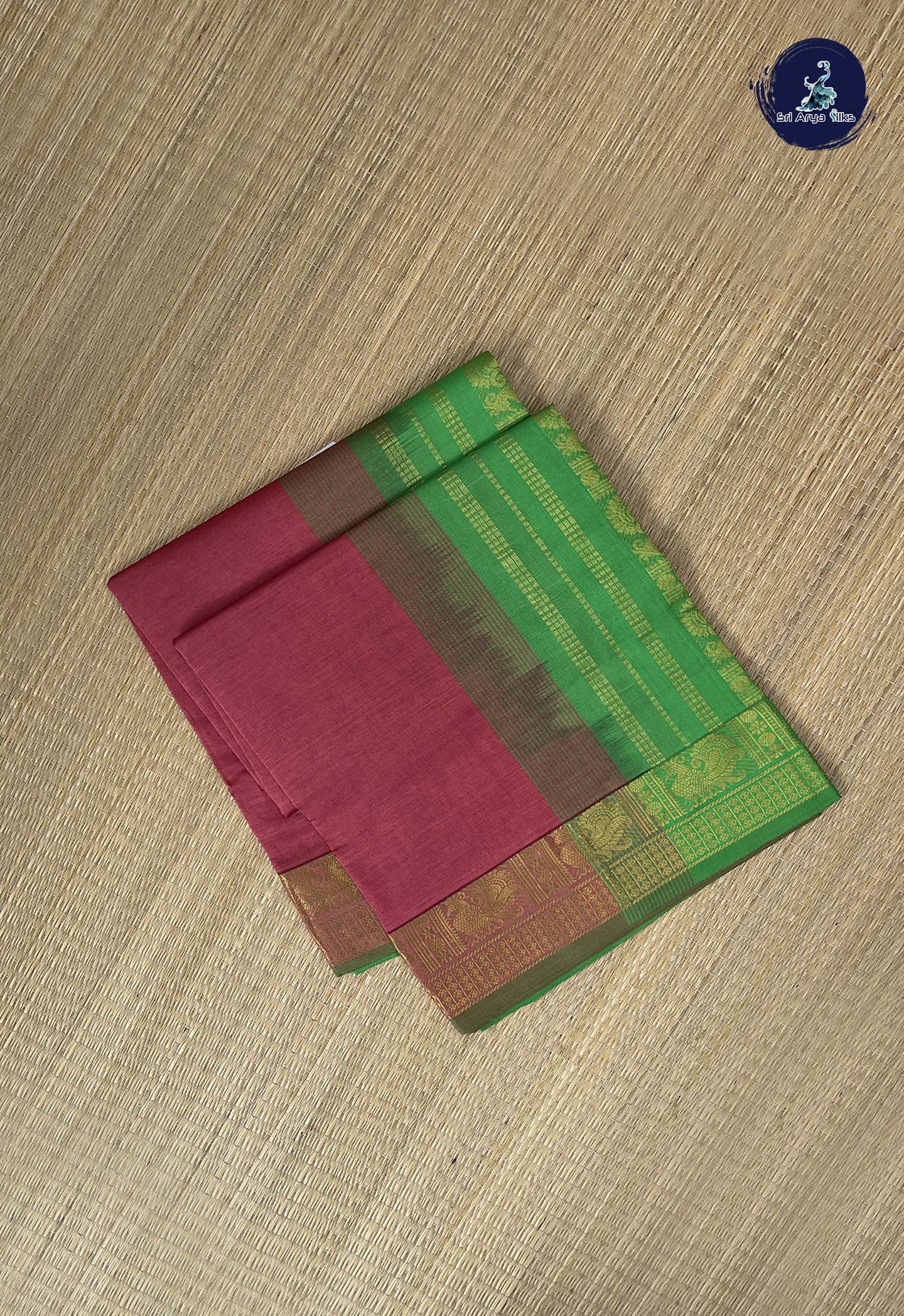 Dusty Orange Kanchi Semi Silk Cotton Saree With Plain Pattern