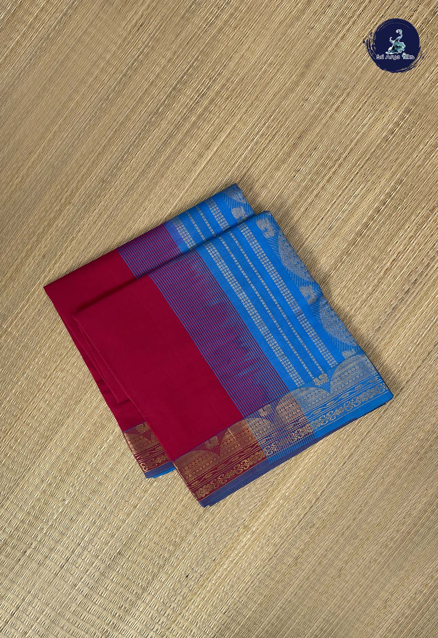 Reddish Pink Kanchi Semi Silk Cotton Saree With Plain Pattern