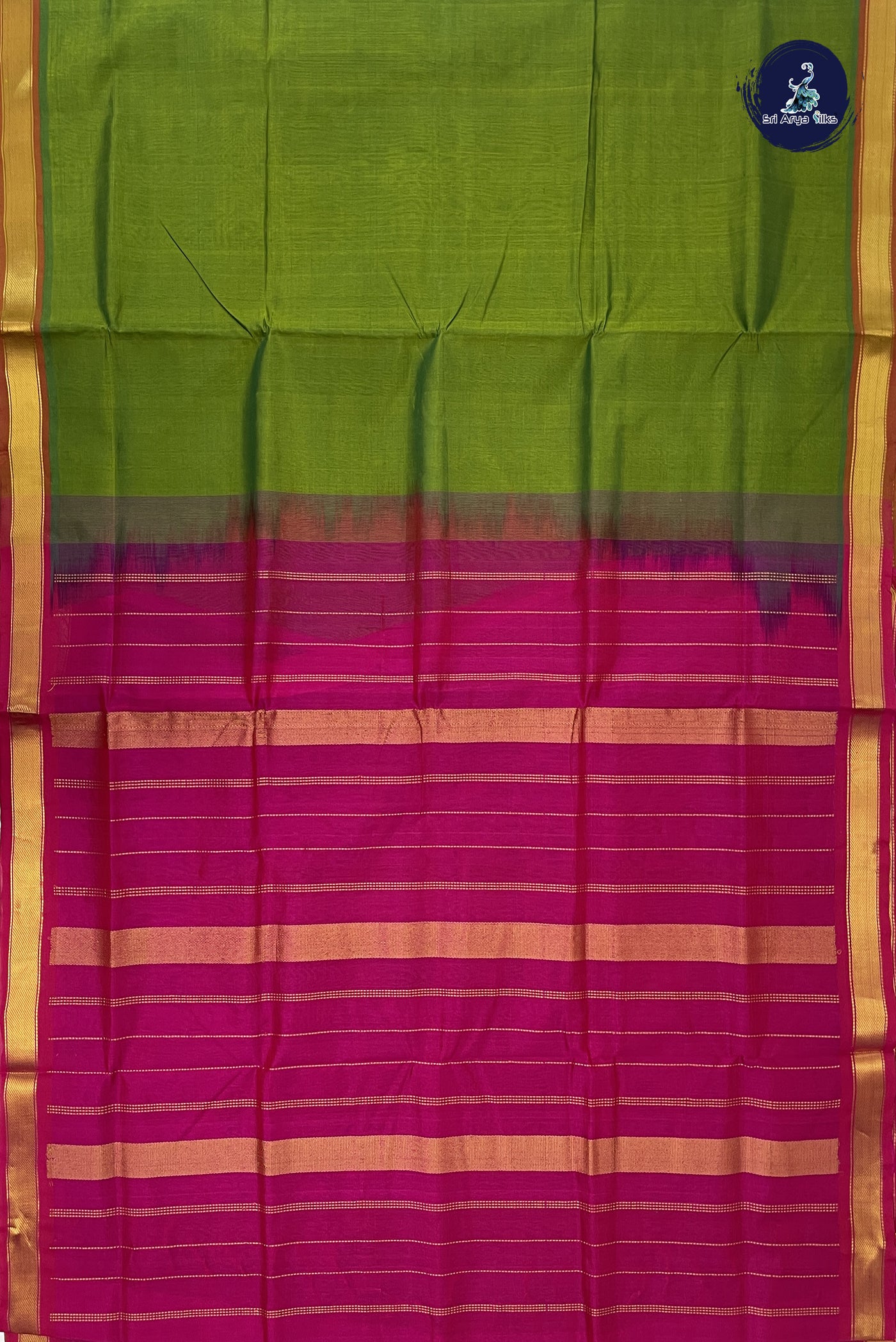 Light Green Simple Silk Cotton Saree With Plain Pattern