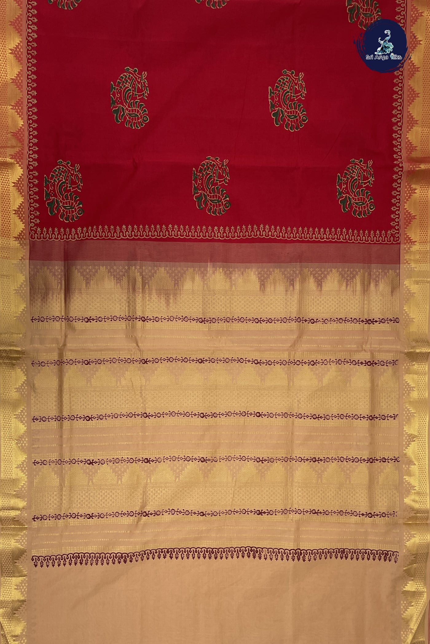 Maroon Kanchi Semi Silk Cotton Saree With Printed Pattern