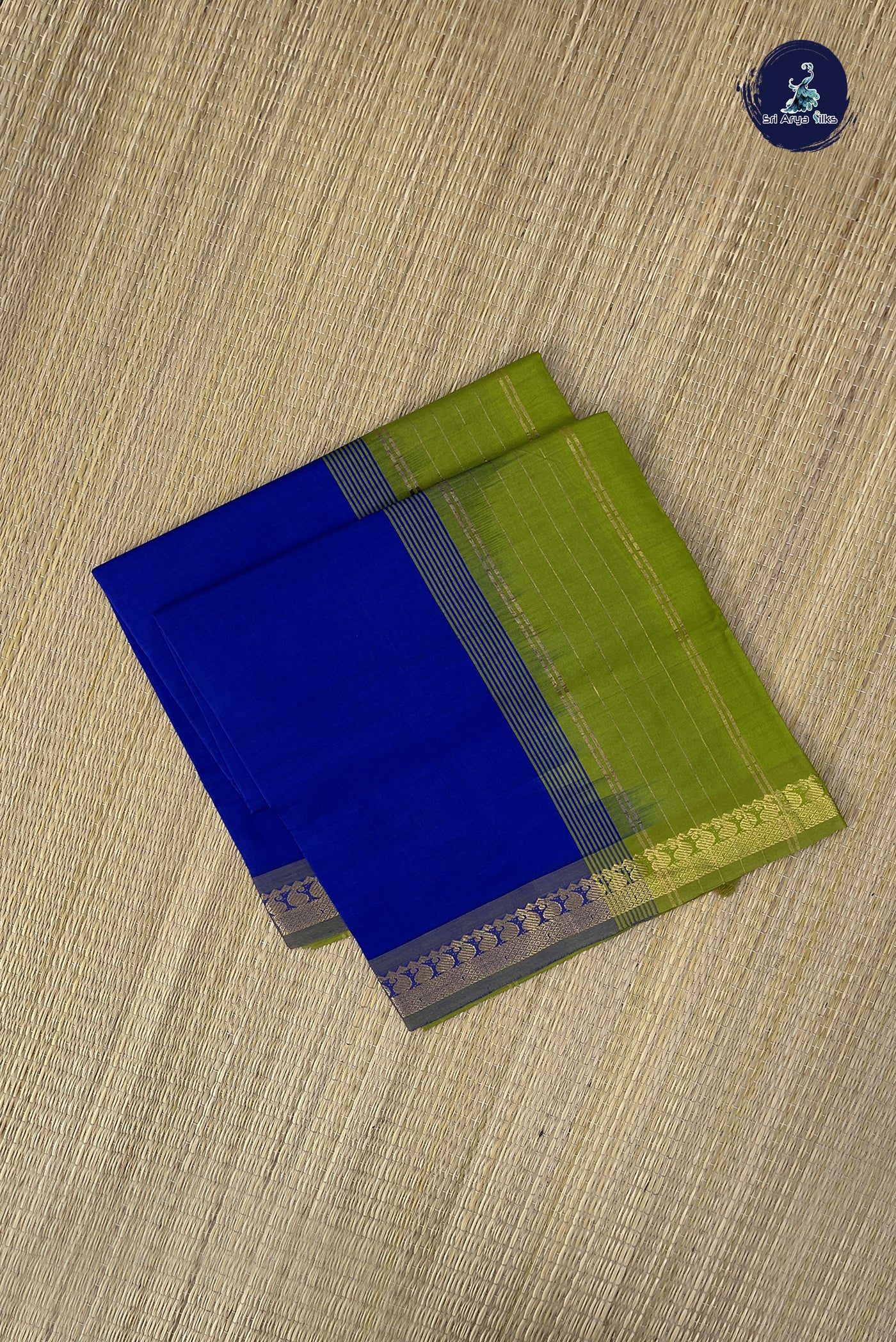 Blue Kanchi Semi Silk Cotton Saree With Plain Pattern