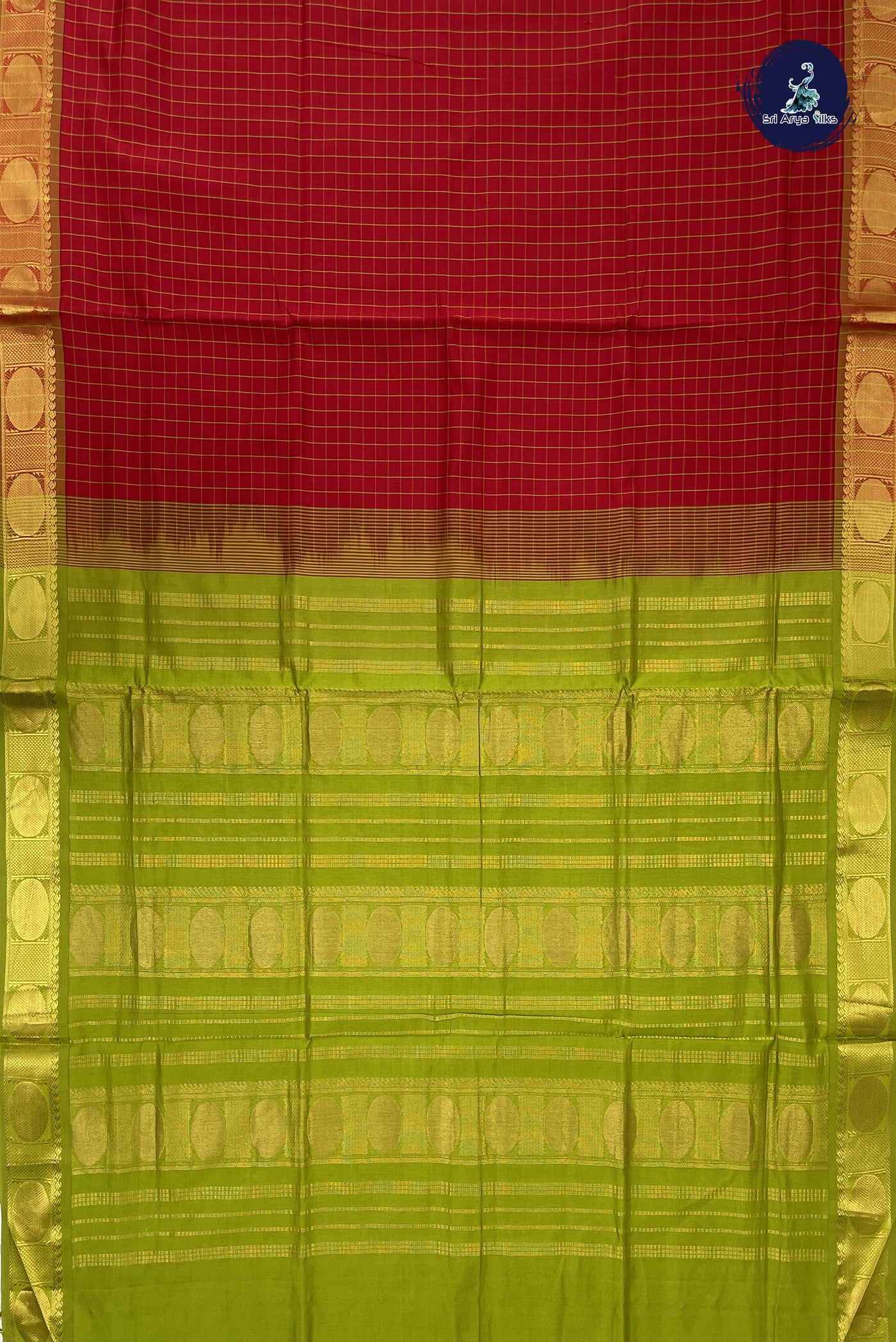 Maroon Kanchi Semi Silk Cotton Saree With Checked Pattern