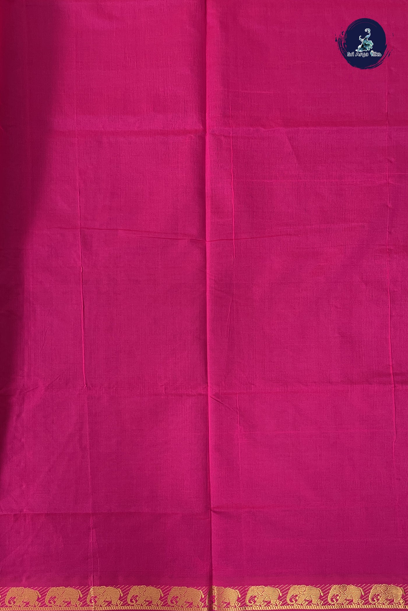 Peacock Green Kanchi Semi Silk Cotton Saree With Plain Pattern