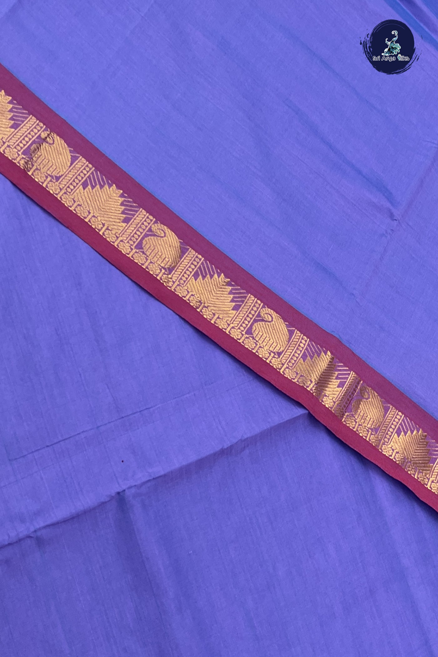 Lavender Kanchi Semi Silk Cotton Saree With Plain Pattern
