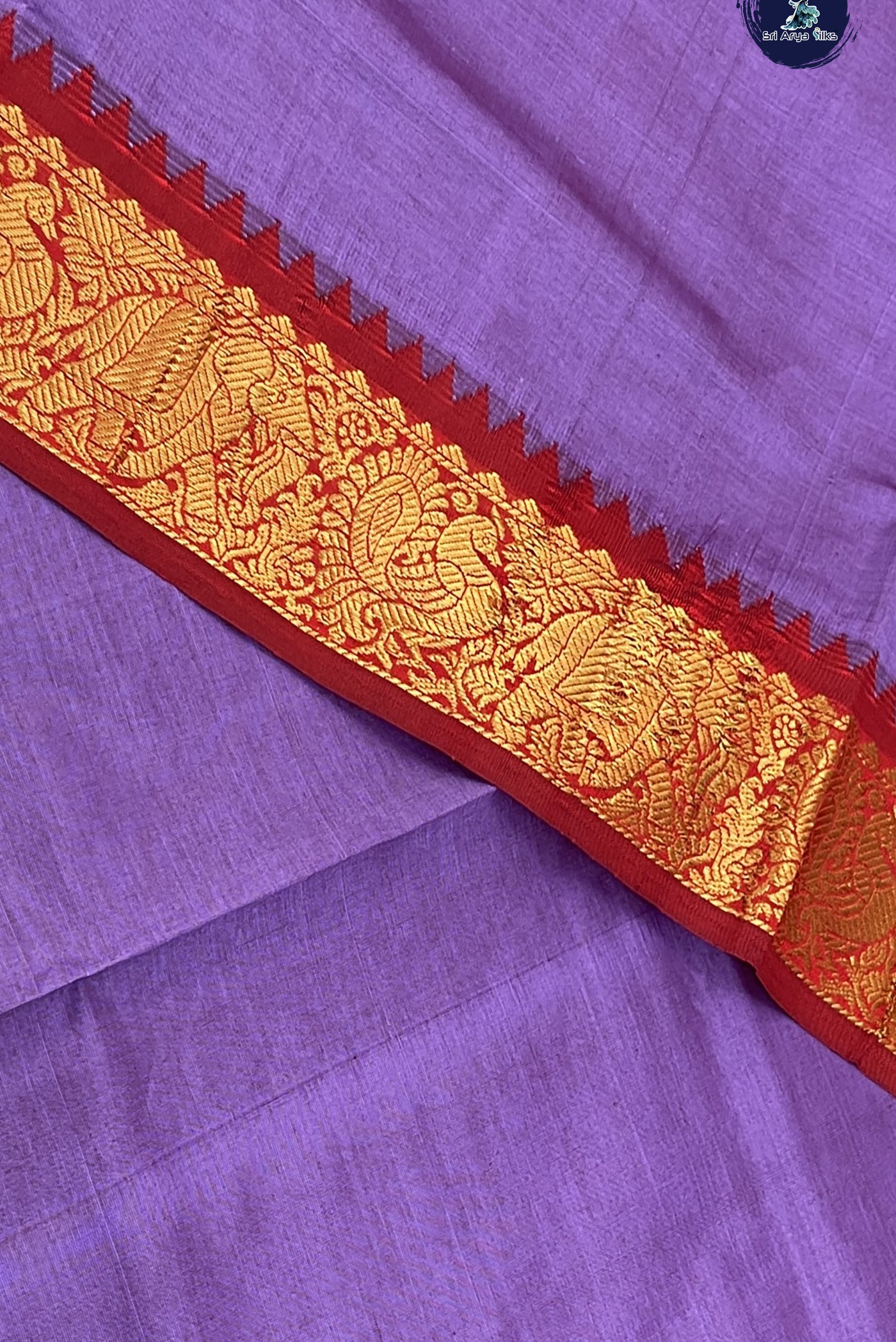 Lavender Kanchi Semi Silk Cotton Saree With Plain Pattern