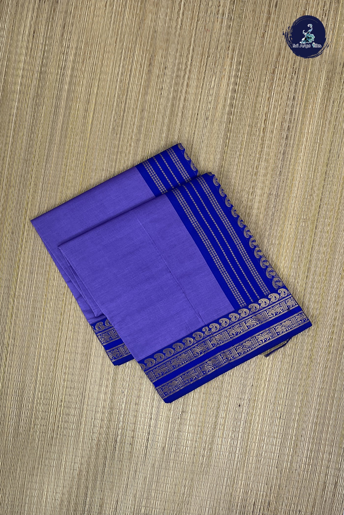 Lavender Kanchi Semi Silk Cotton Saree With Plain Pattern