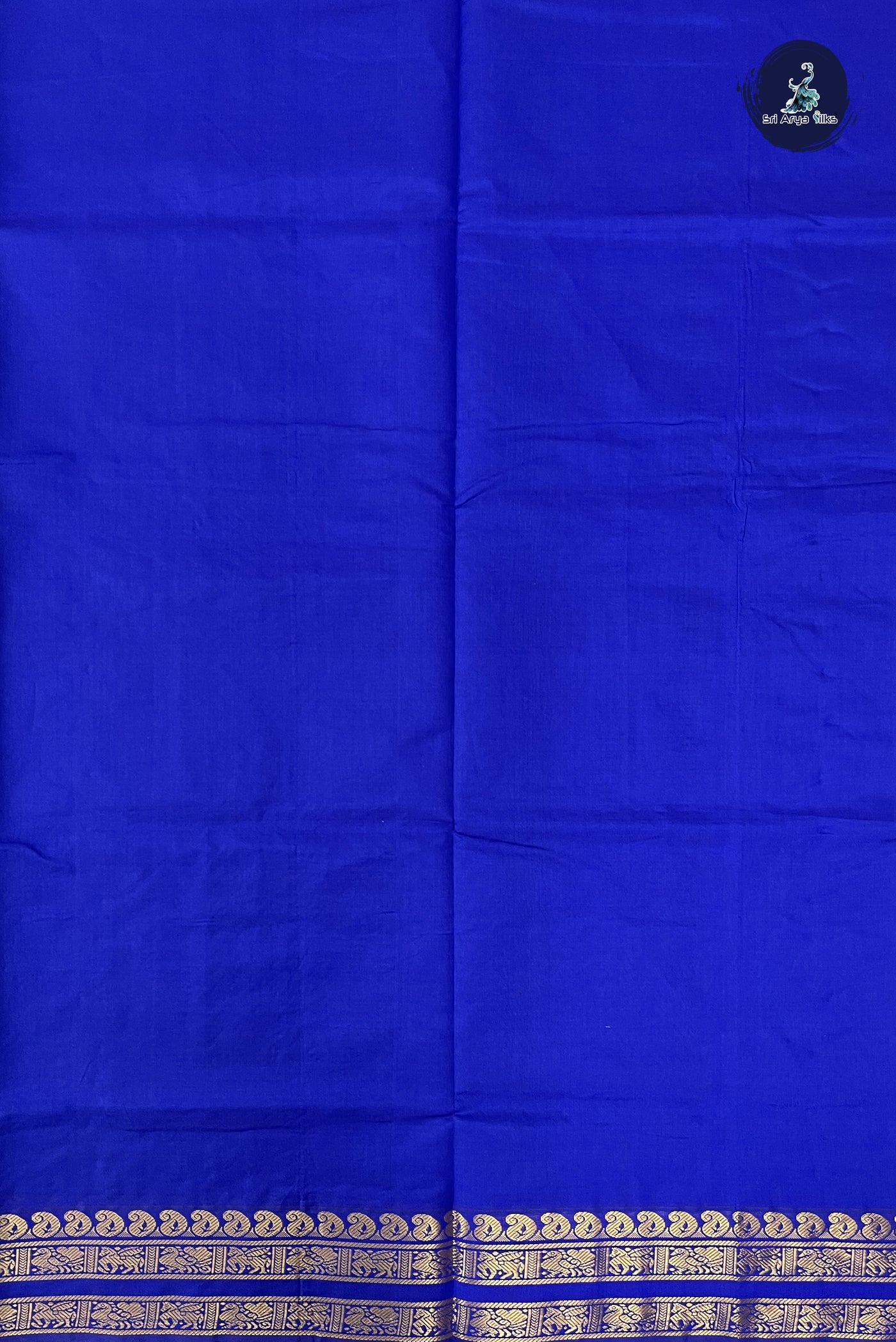 Blue Kanchi Semi Silk Cotton Saree With Plain Pattern