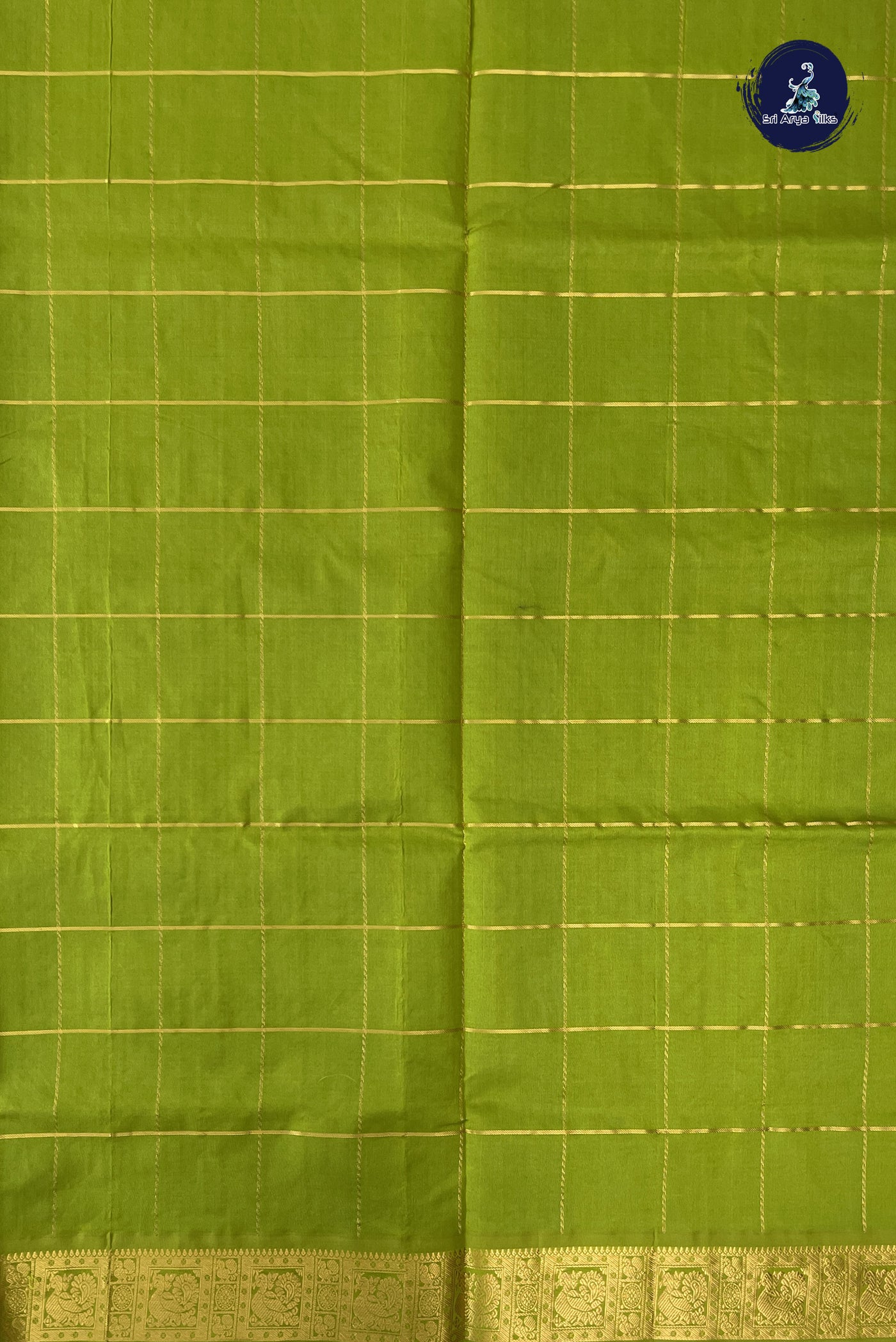 Turquoise Kanchi Semi Silk Cotton Saree With Mayil Chakram Butta Pattern