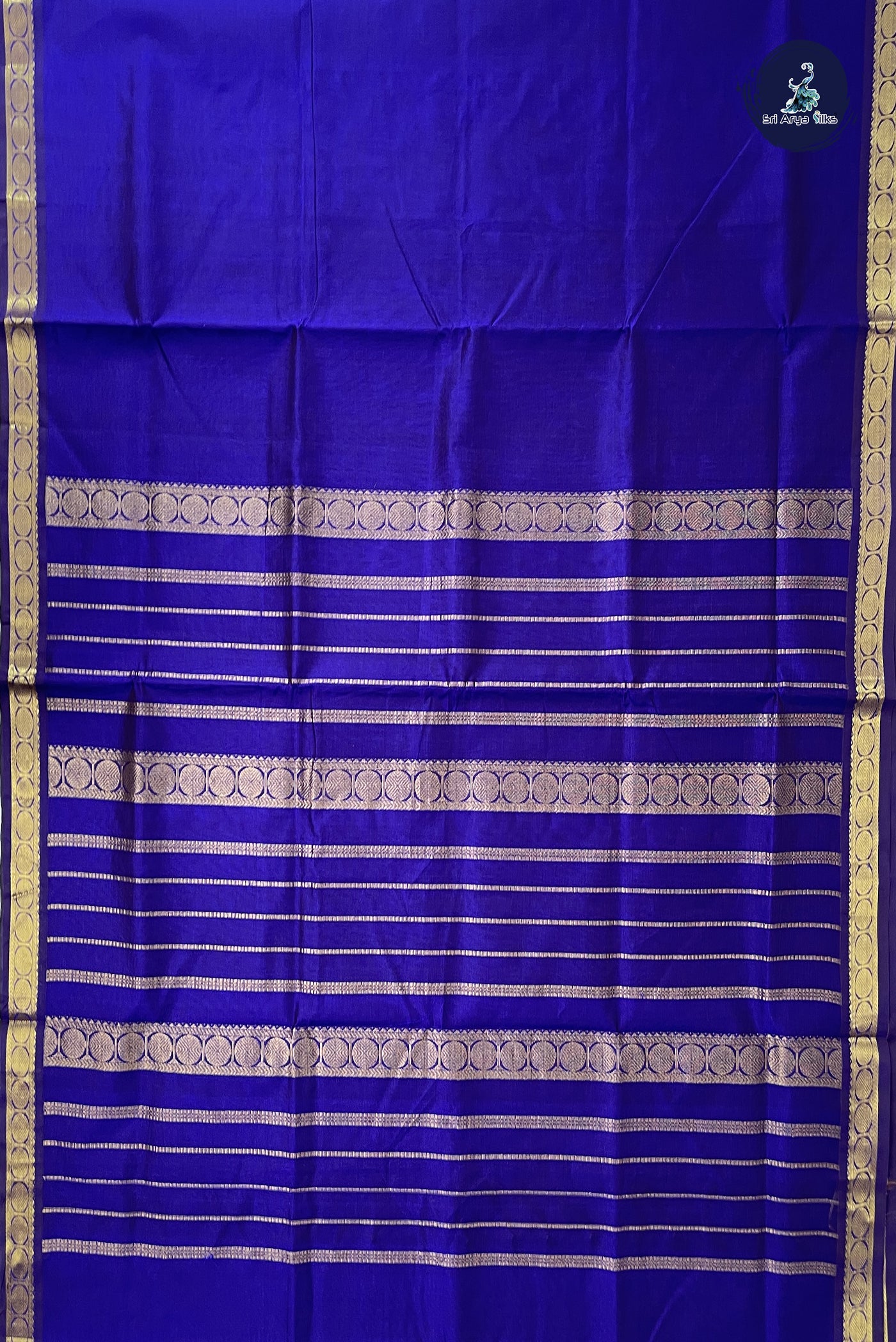 Ink Blue Simple Silk Cotton Saree With Plain Pattern