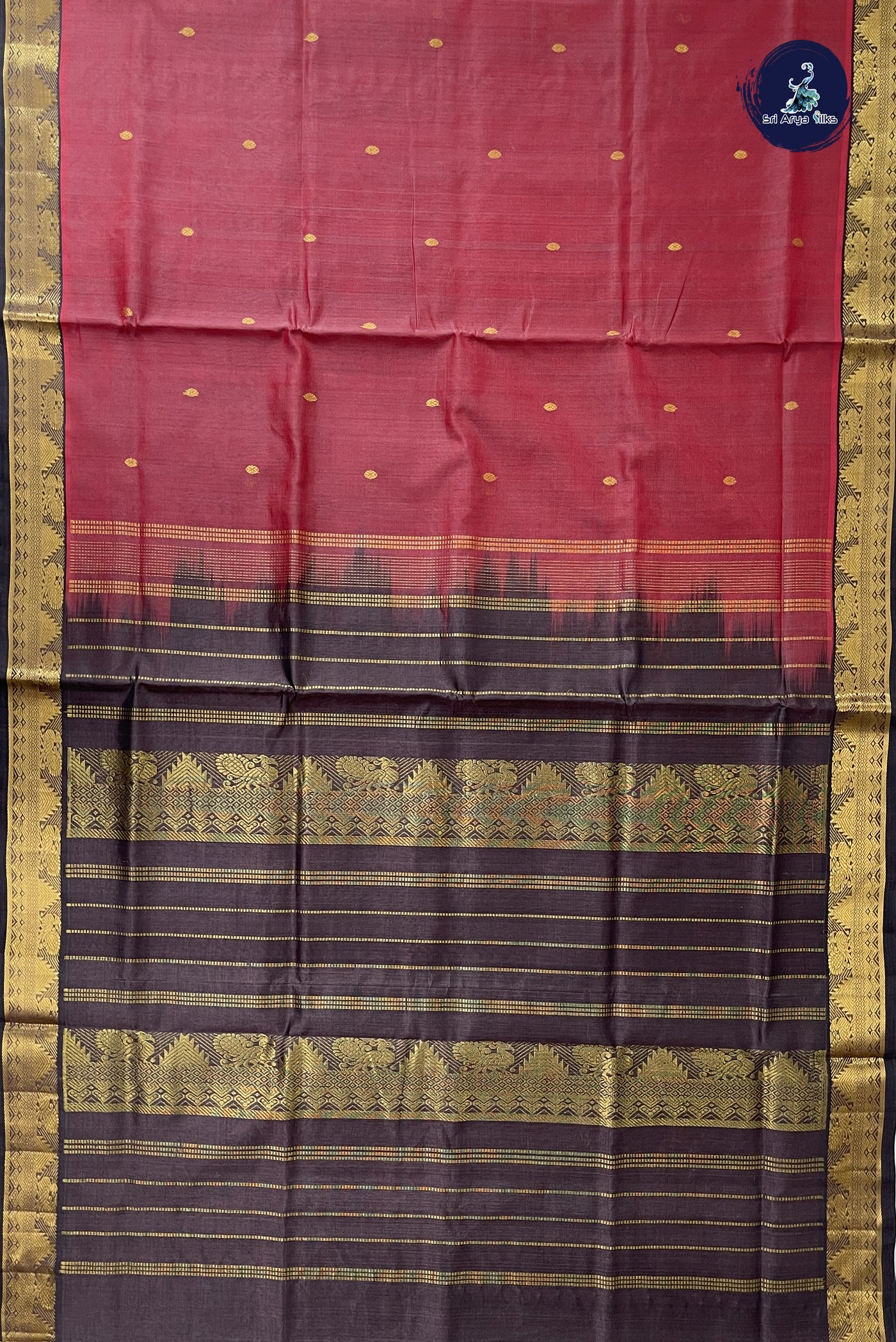 Dual Tone Pink Simple Silk Cotton Saree With Zari Buttas Pattern