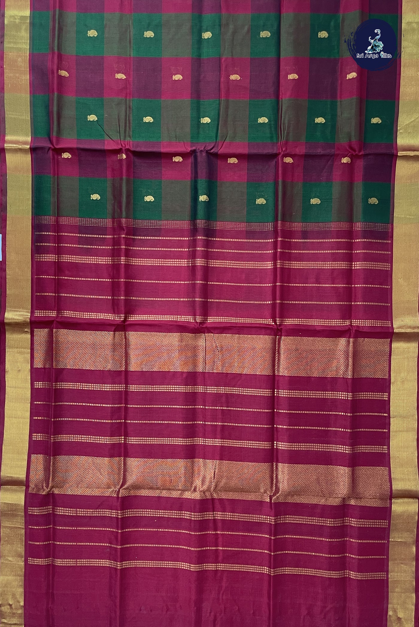 Multi Colour Checked Saree With Paalum Pazham Kattam Pattern