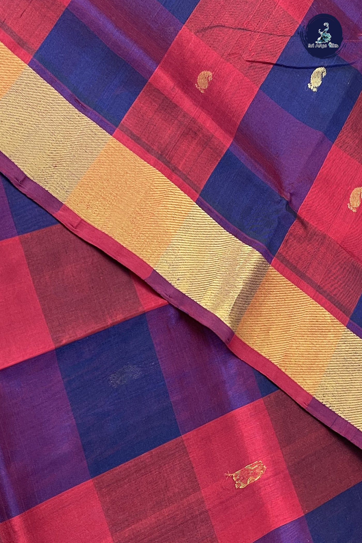 Multi Colour Checked Saree With Paalum Pazham Kattam Pattern