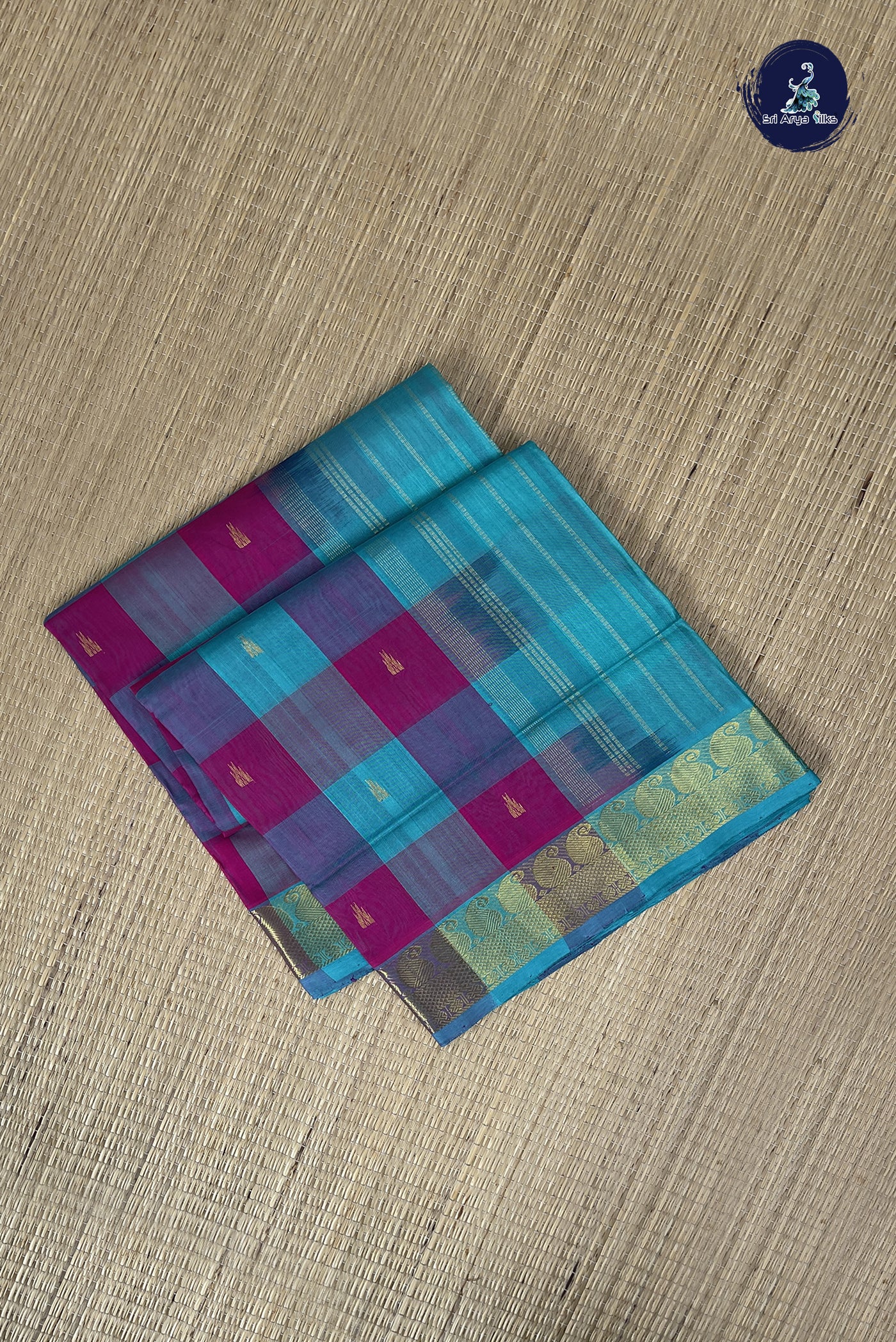 Multi Colour Checked Saree With Paalum Pazham Kattam Pattern